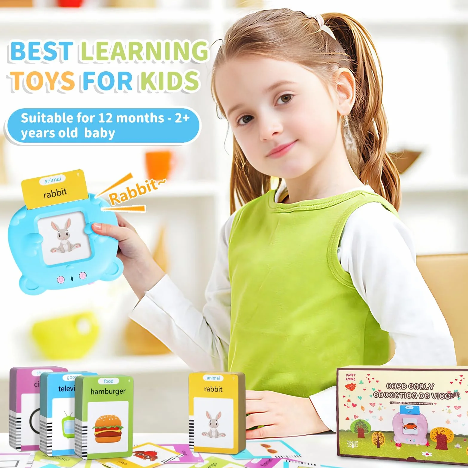Felly Mówiące karty Flash w języku angielskim, zabawka edukacyjna dla dzieci 1, 2, 3, 4, 5 lat, 112 kartek 224 słowa, zabawka do nauki przedszkola, interaktywna zabawka prezent dla chłopców i