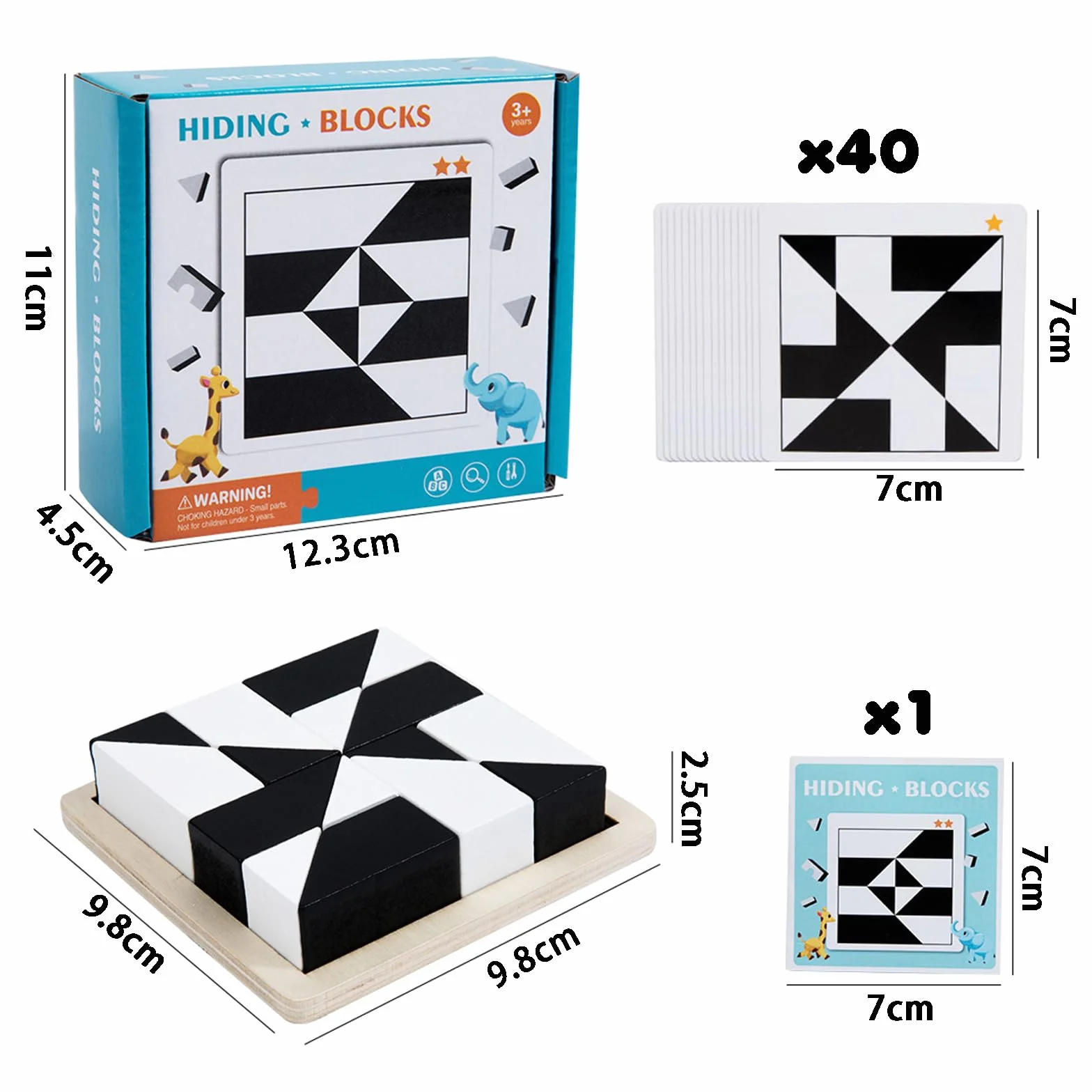 Montessori puzzle z geometrycznym kształtem, drewniane klocki 3D, edukacyjne, logiczne myślenie, trening, zabawa, prezent (A)