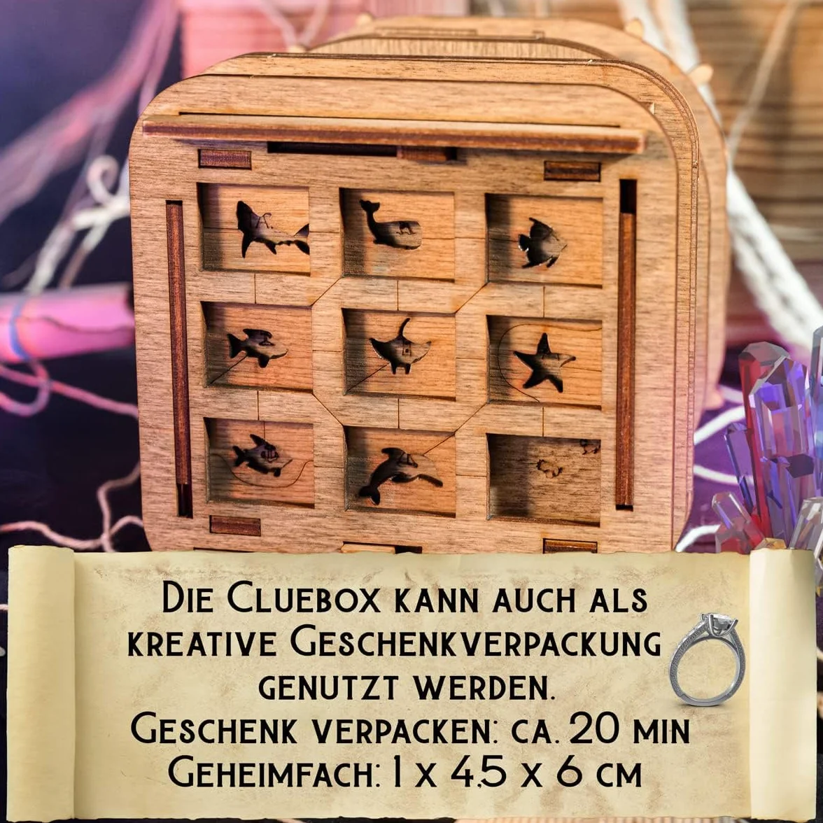 iDventure Cluebox – Davy Jones Locker – Escape Room Spiel – zabawne drewniane puzzle 3D – wyjątkowe gry w puzzle – gry Escape Box dla dorosłych i dla dzieci