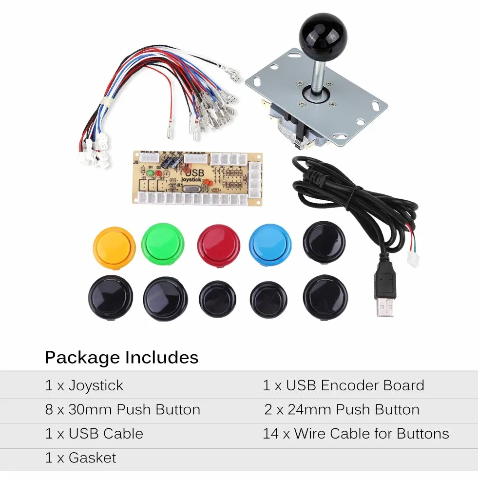 Joystick do kontrolera PC, gra zręcznościowa z zerowym opóźnieniem Zestawy DIY Części Joystick 10-przyciskowy Koder USB do komputera MAME Stwórz własną maszynę do gier zręcznościowych