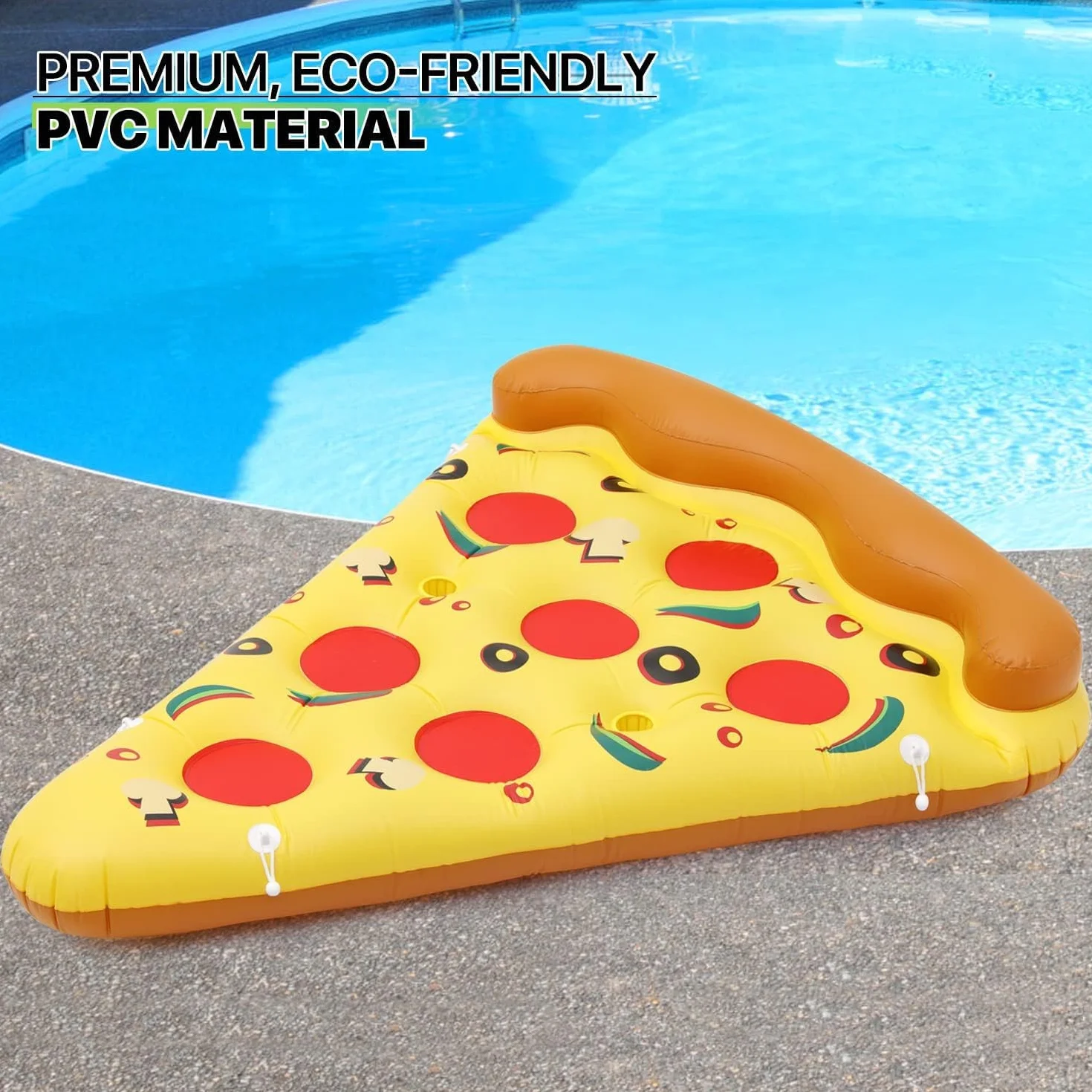 LATERN Olbrzymia nadmuchiwana tratwa wodna pizza 180 cm x 150 cm PCW z uchwytami na kubki