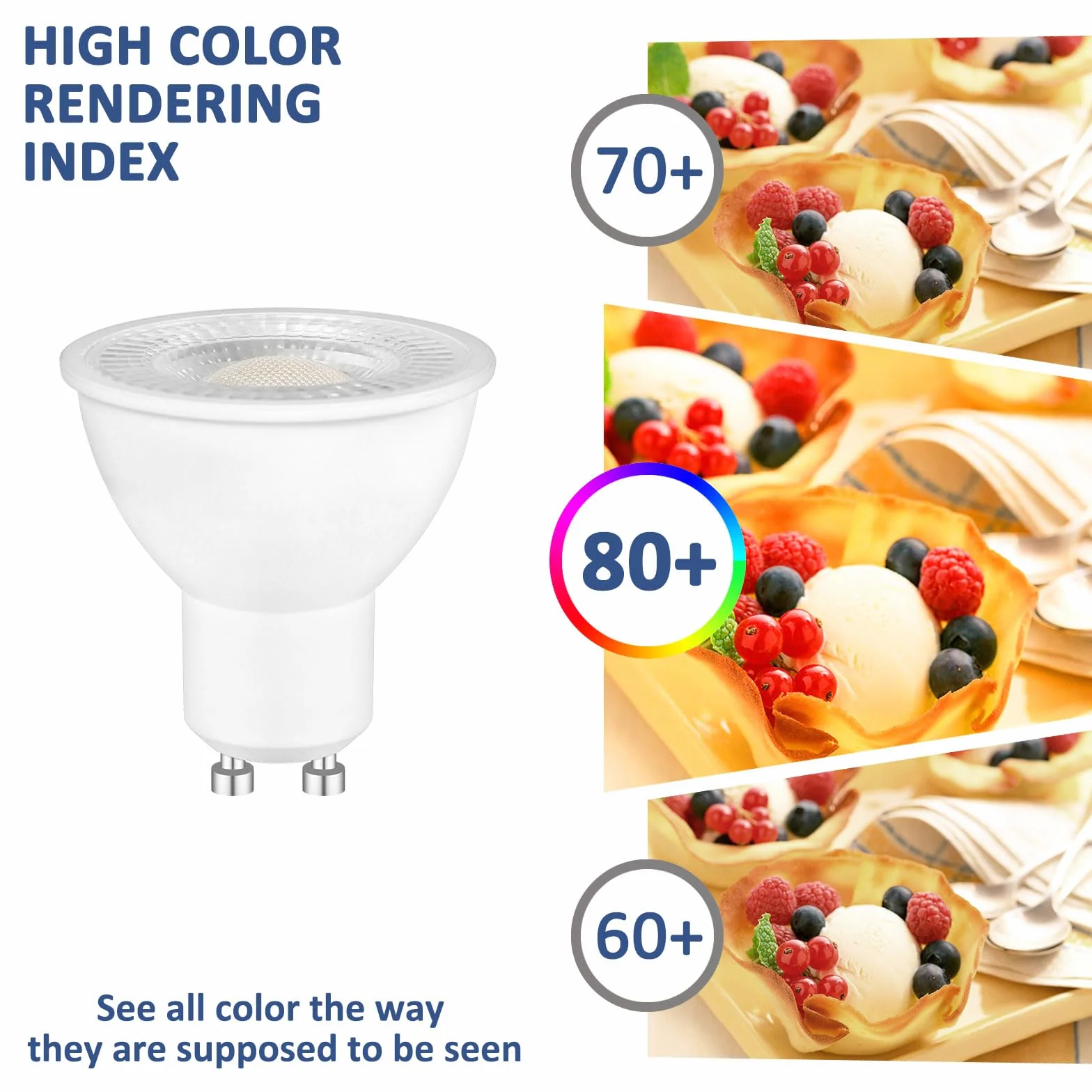Caldarax 6 sztuk żarówek LED GU10, naturalna biel, 4000 K, GU10 reflektor 5 W, zamiennik żarówek halogenowych 50 W, 500 lumenów, kąt świecenia 120°, MR16 230 V, bez możliwości ściemniania
