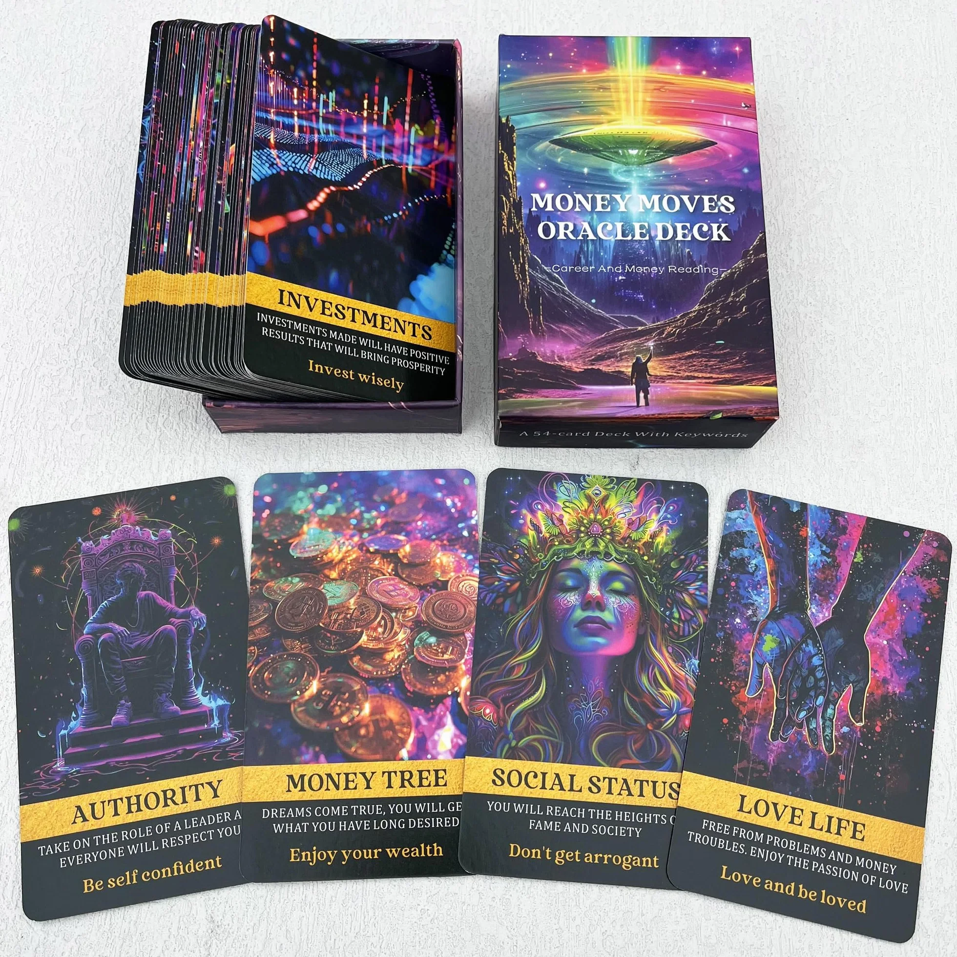 Pieniądze i kariera Oracle Deck, karty wyroczni pieniężnych, pomoc w podejmowaniu świadomych decyzji w miarę rozwoju kariery, karty tarota dla początkujących