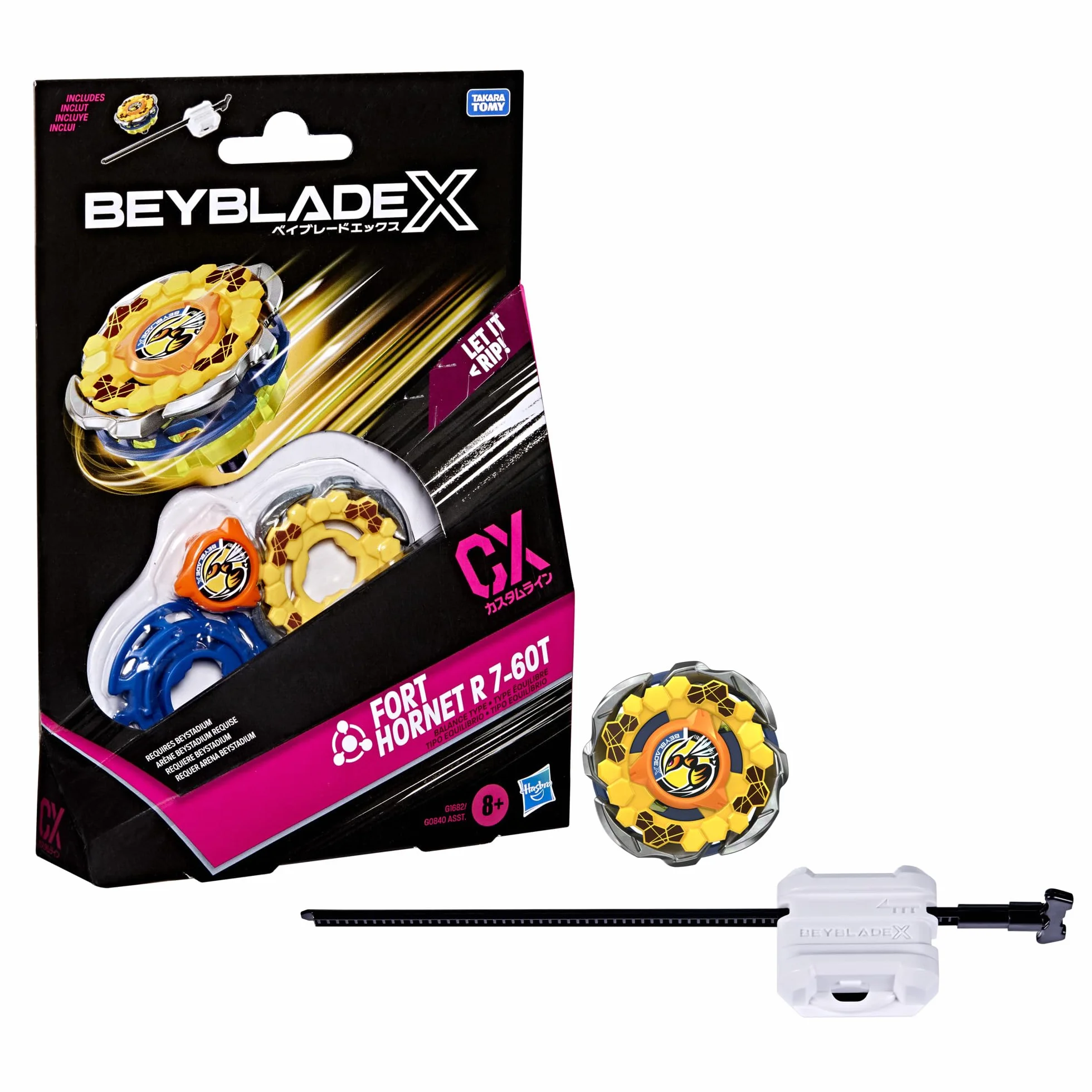 Pakiet startowy Beyblade X Fort Hornet R 7-60T CX, bączek i wyrzutnia