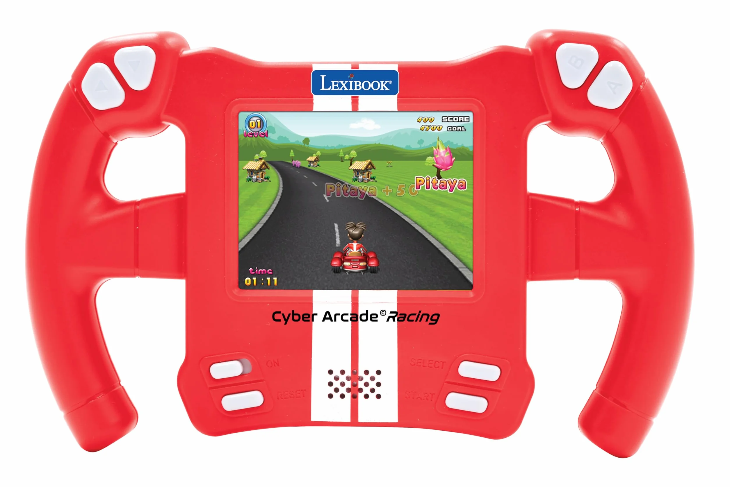 Lexibook, Cyber Arcade Racing, Konsola Wyścigowa Sterowana Ruchem, 30 Gier Wyścigowych, Akcji i Logicznych, Sterowanie przez Przechylanie, Czerwona, JL3150