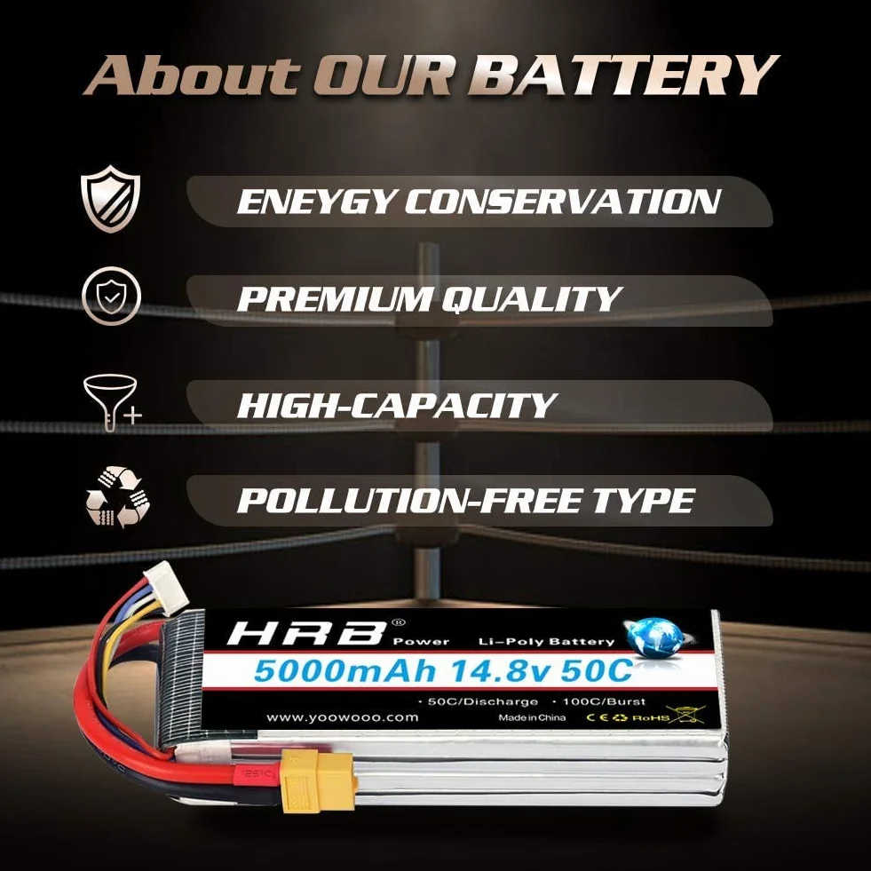 HRB RC Bateria Lipo 4S 50C 14,8 V 5000 mAh XT90 do modeli modeli dronów samolot helikopter samochód ciężarówka ciężarówka łódź