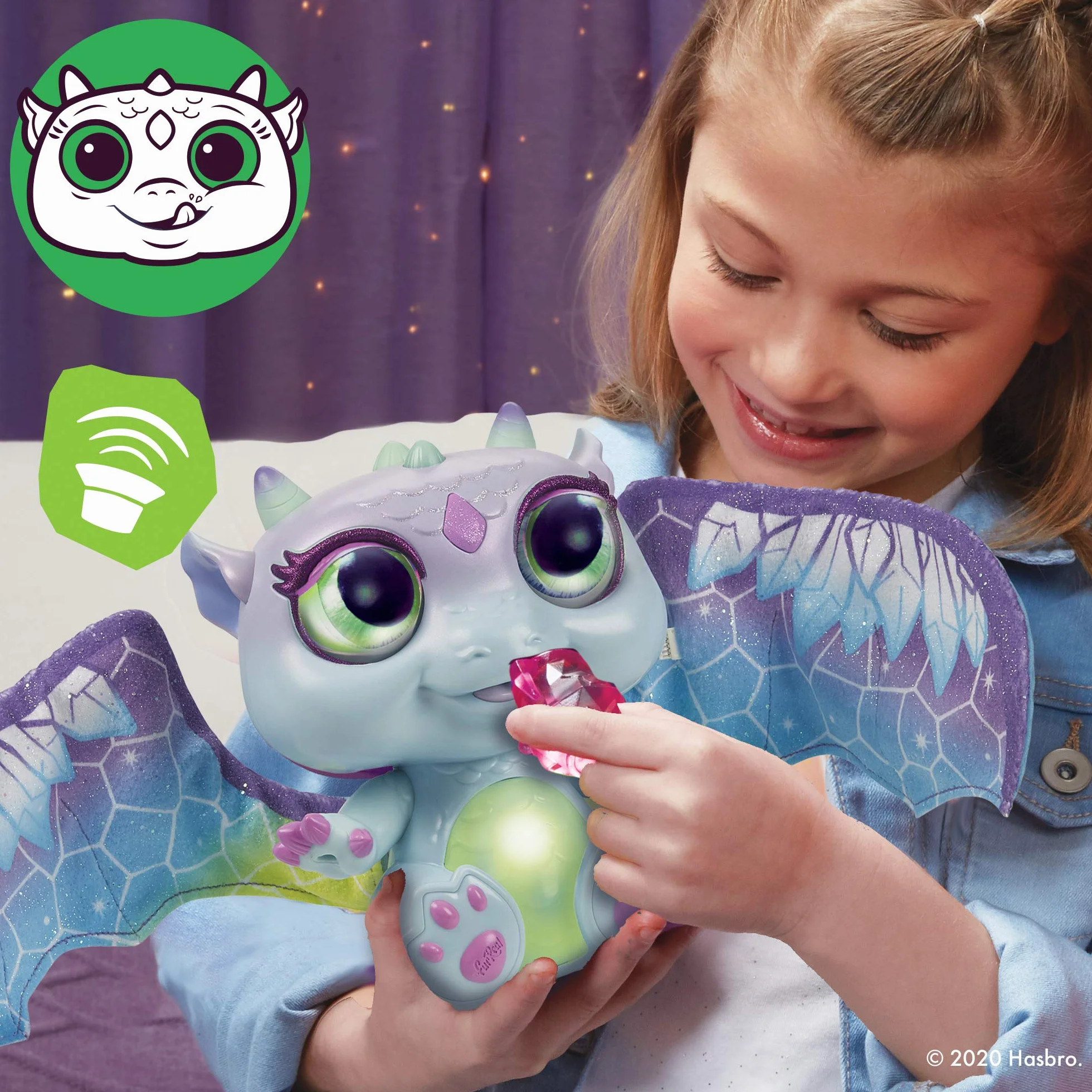 FurReal friends Moodwings Snow Dragon Interaktywna zabawka dla zwierząt domowych, ponad 50 dźwięków i reakcji, wiek od 4 lat [wyłącznie w serwisie Amazon] – wyłącznie w serwisie Amazon