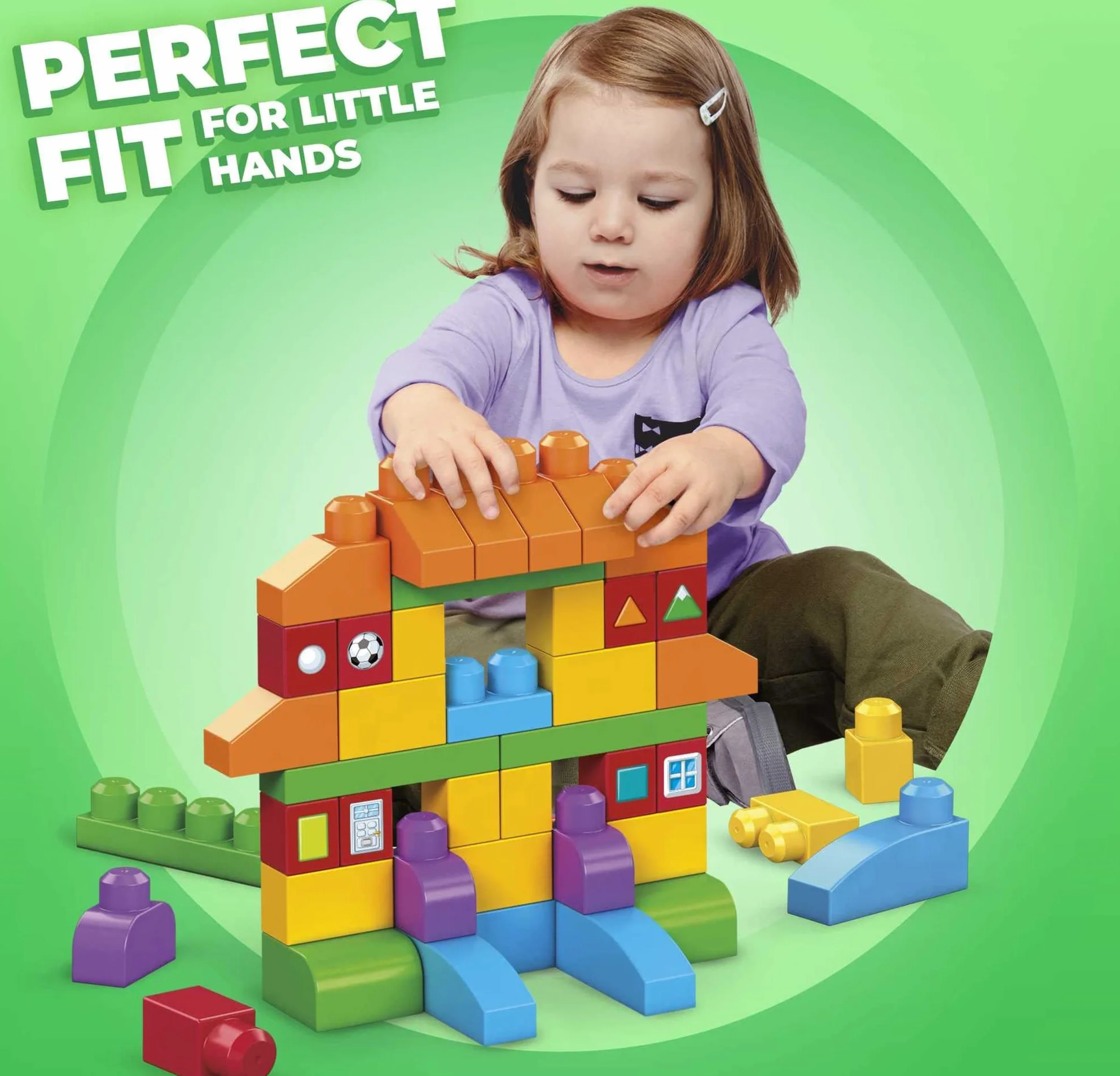 MEGA Bloks FVJ49 - Torba na klocki, 150 części, kolorowa, zabawki od 1 roku życia
