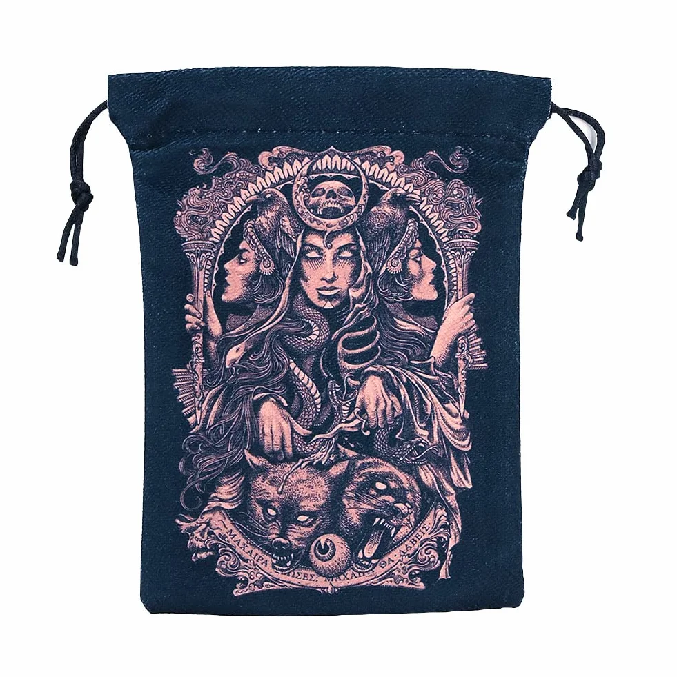 Namvo Torba do przechowywania tarota runy celtyckie karty tarota torba ze sznurkiem 13 x 18 cm, grube aksamitne torby na prezenty symbol haft biżuteria kryształowe woreczki ochronna gra karciana,