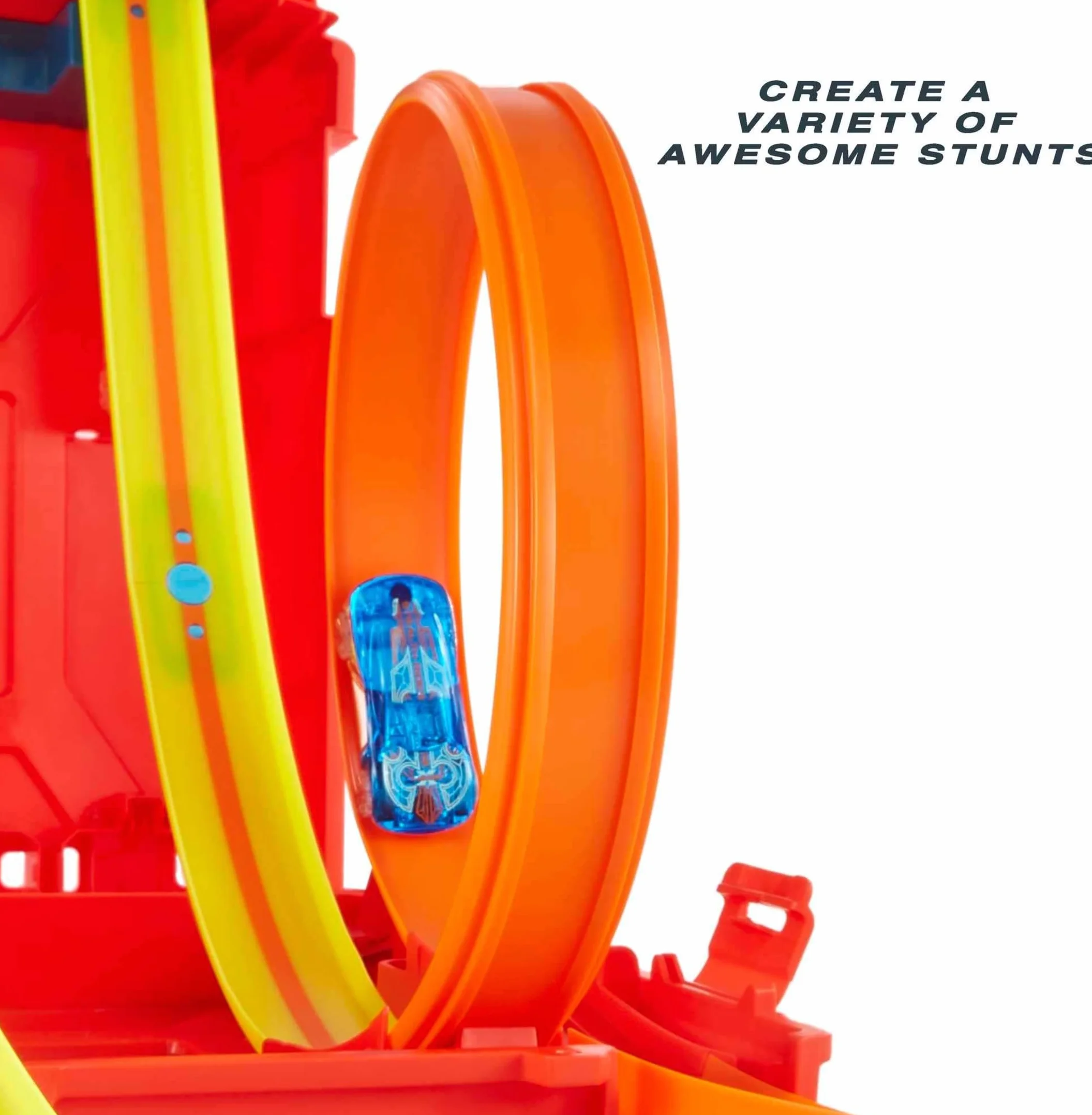 Hot Wheels Fuel Can Stunt Box Track Builder Unlimited Zestaw Pomarańczowy Żółty