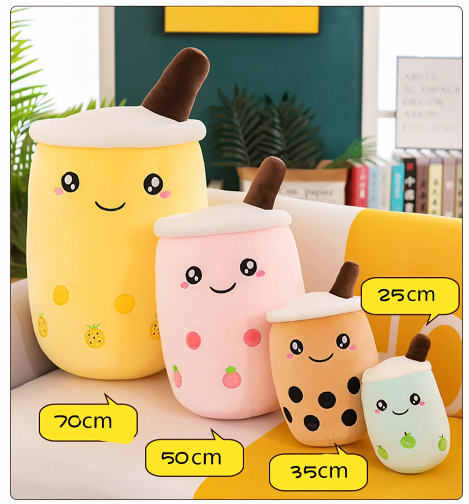 Bubble Tea pluszowe zwierzątko Boba, przytulanka, miękka maskotka do herbaty, miękka lalka, filiżanka do herbaty, poduszka dla dzieci (niebieska wąż, 25 cm)