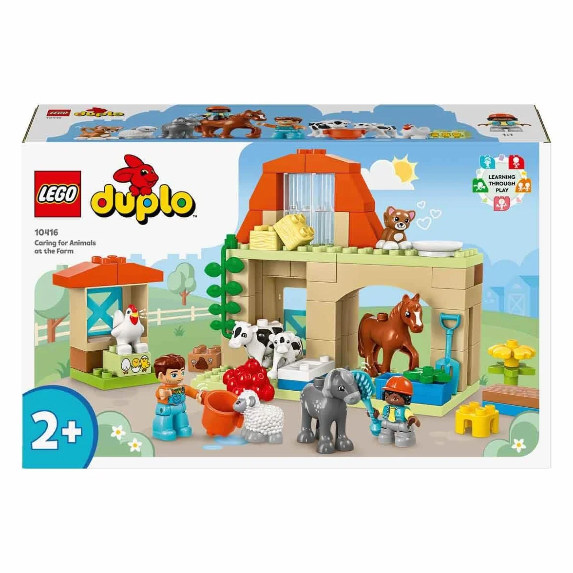 LEGO DUPLO Town Opieka nad zwierzętami na farmie, Zabawka Edukacyjna dla Dziecka z Figurkami Konia, Krowy, Owcy i Kota, Klocki Promujące Rozwój dla Małych Dzieci, Prezent dla 2-latka 10416