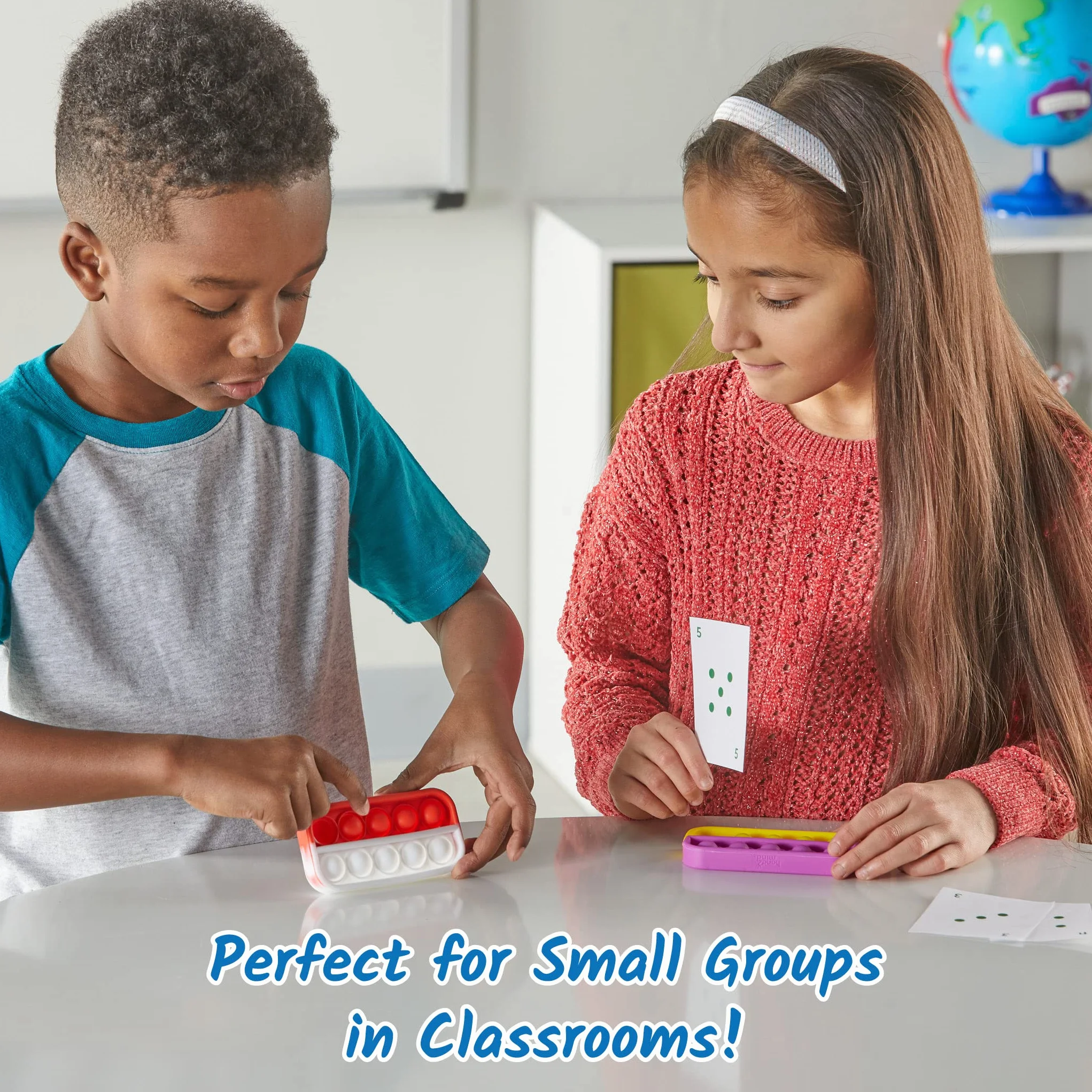 Learning Resources oferuje dziesięć ramek sensorycznych bąbelków sensorycznych, dziesięć ramek do nauki matematyki, wyciskane bąbelki antystresowe, zabawki rozwijające małą motorykę, (6 w zestawie)