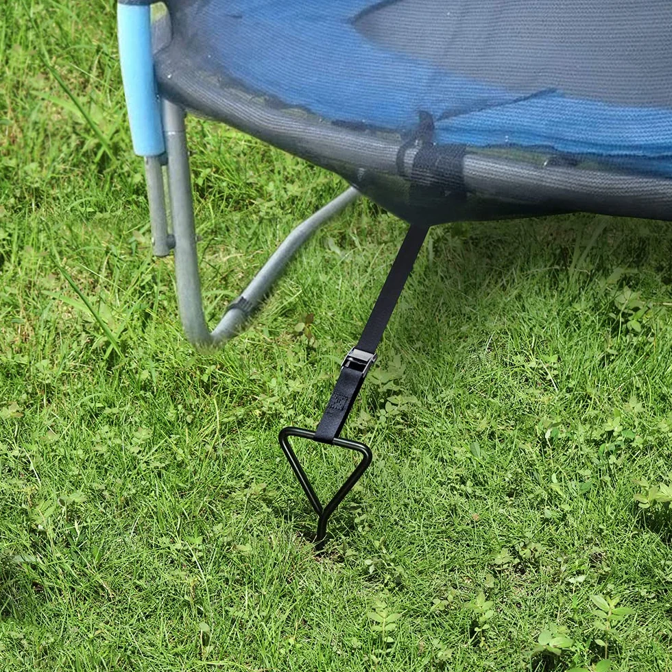 Kotwy gruntowe do trampoliny ocynkowane nierdzewne zestaw 4 pasy