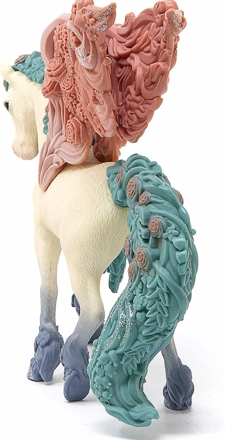 schleich BAYALA | Kwiatowy pegaz 70590 | Skrzydła ozdobione kwiatami i brokatem | Fantastyczna figurka kolekcjonerska | Prezent dla dziewczynek i chłopców | Od 5 lat | 14 × 7 × 13 cm