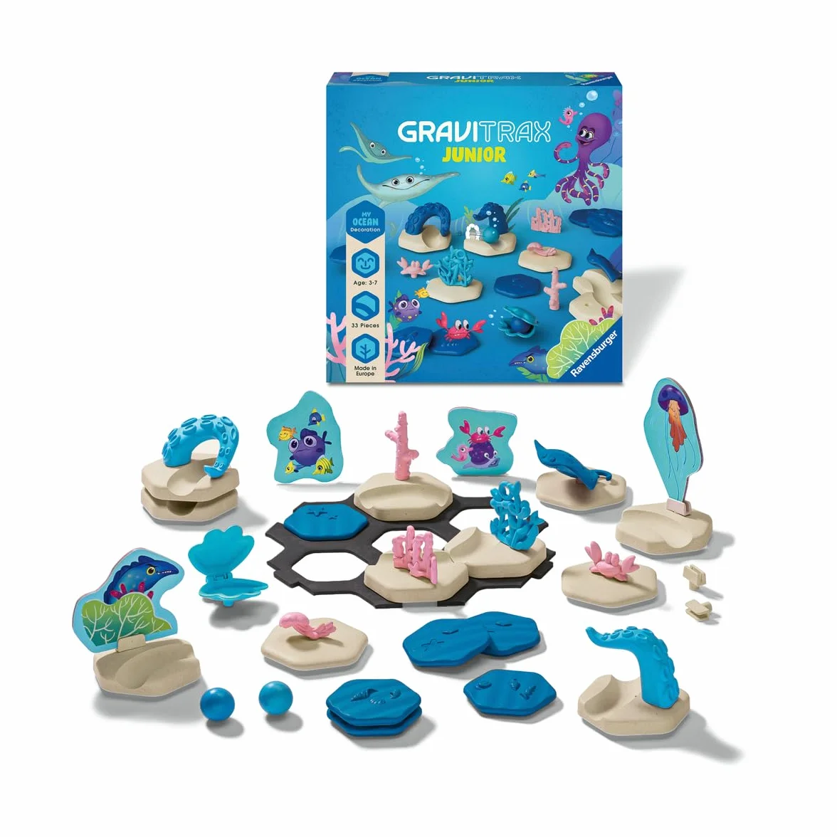 Ravensburger Gravitrax Junior Extension Ocean Gra, Wielokolorowy, 22,2 x 22,2 x 4,8 cm
