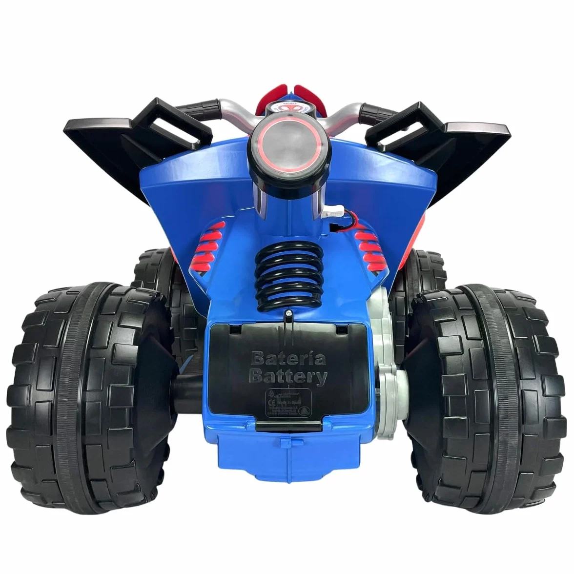 INJUSA - Quad elektryczny The Beast Spiderman, dla dzieci od 2 do 4 lat, akumulator 12 V, pedał przyspieszenia, bieg wsteczny i plastikowe koła, maksymalna prędkość 6 km/h, kolor niebieski