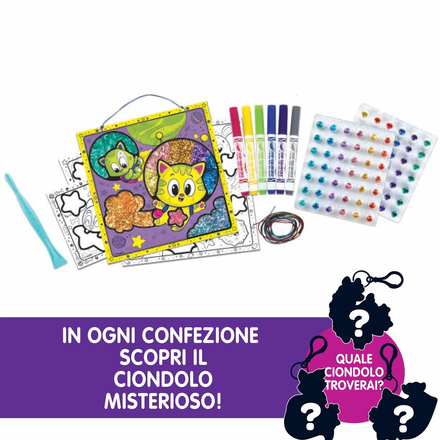 Crayola Glitter Dots Pudełko niespodzianek do tworzenia i dekorowania z brokatem do modelowania, kreatywności i pomysłu na prezent, 04-1088, wielokolorowe