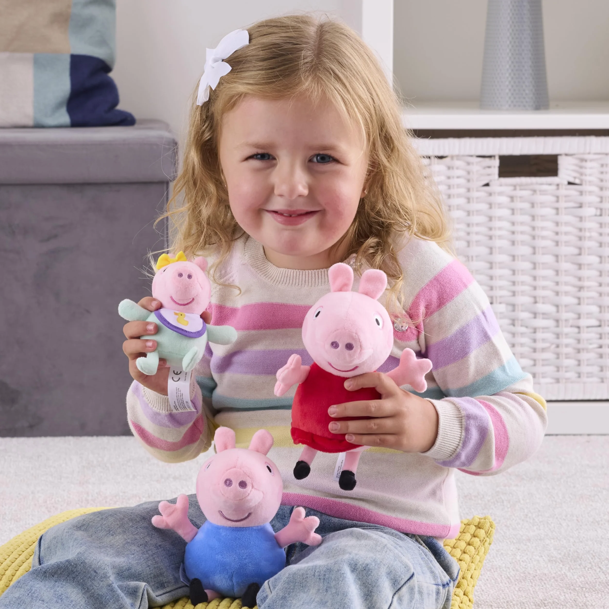 Peppa Pig 3-Pack Plsuhies - Peppa with Little Brother George and Baby Sister Evie - Stuffed Animal Pre-school Toys