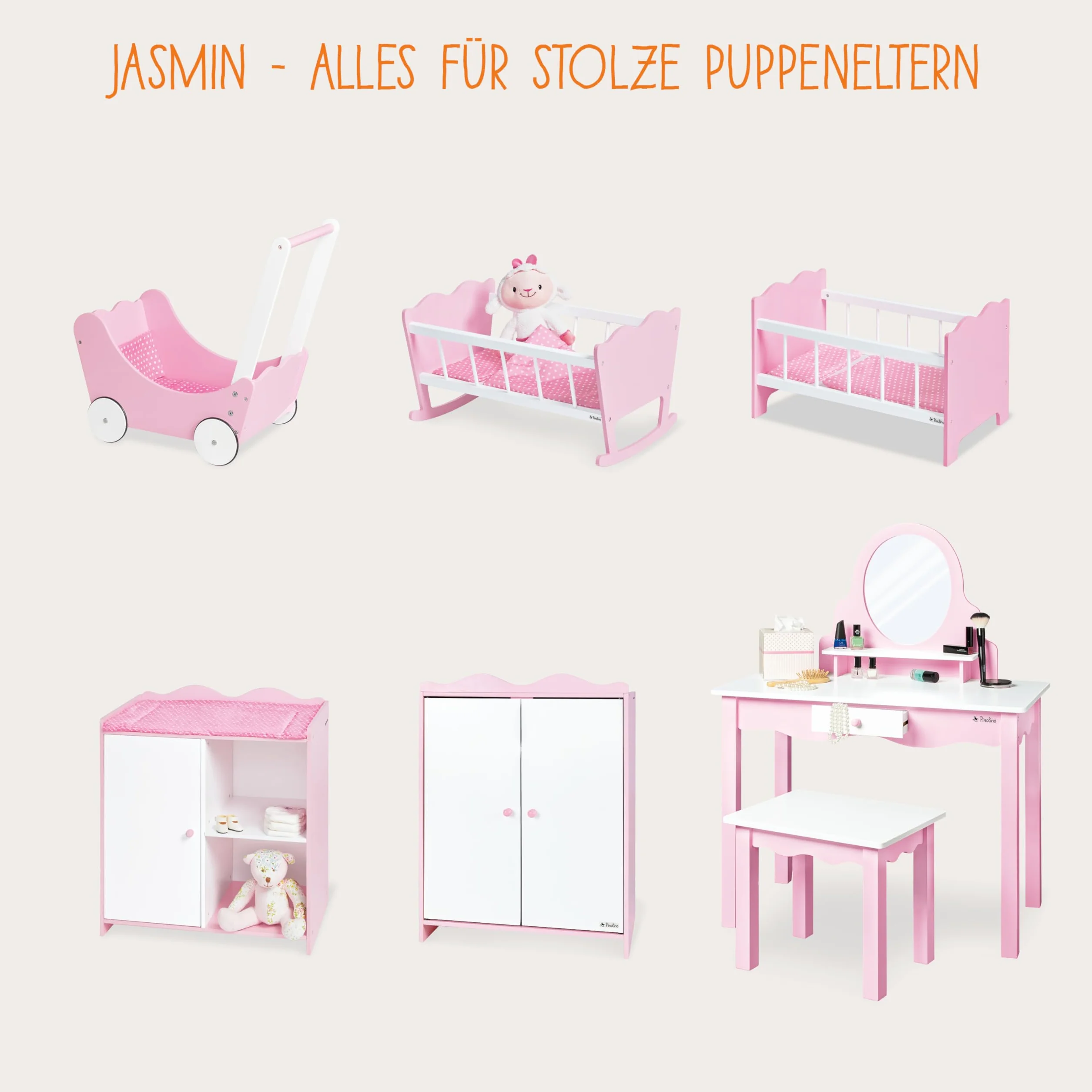 Doll's pram 'Jasmin', 4 parts