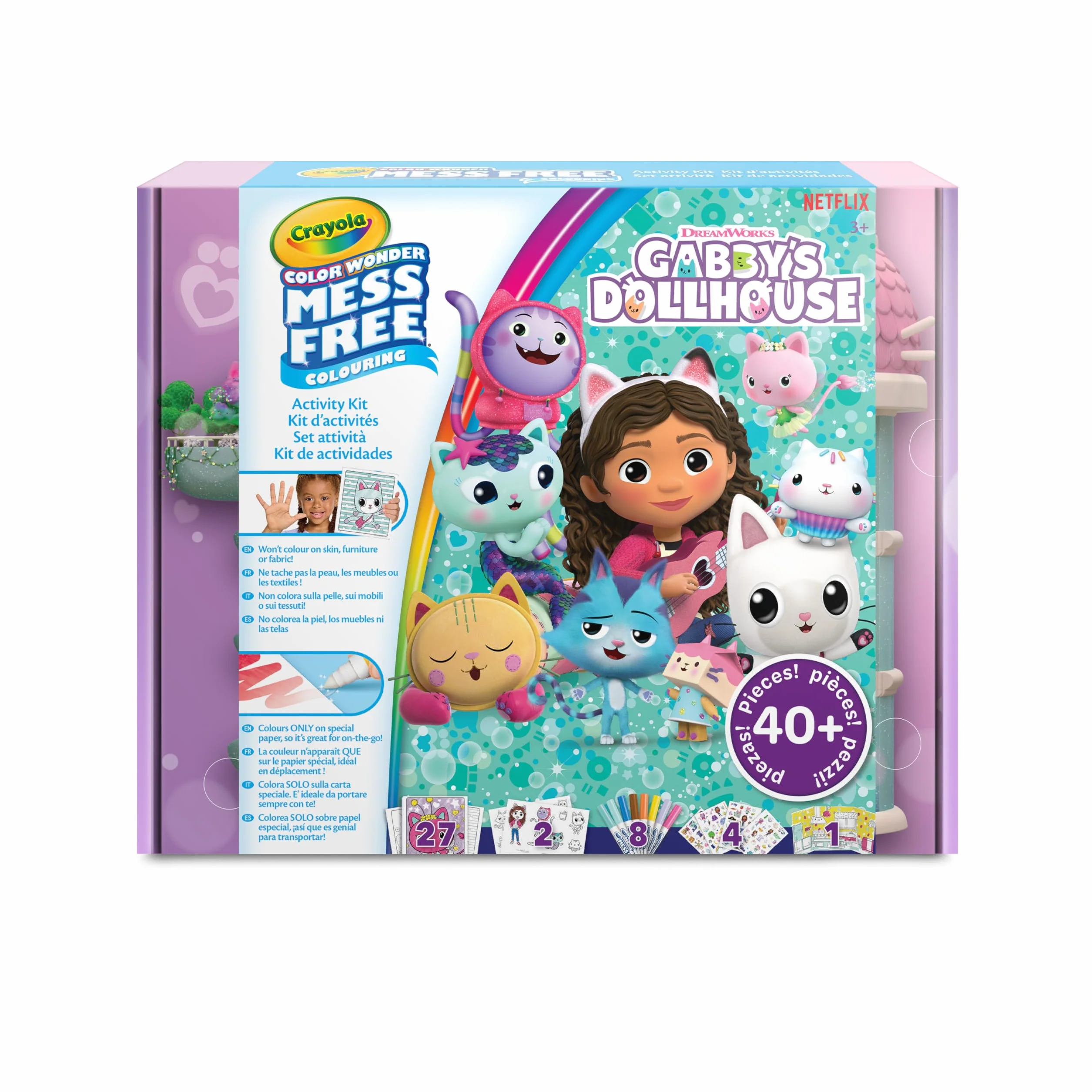 CRAYOLA Color Wonder Activity Kit Gabby's Dollhouse | Zabawa w kolorowanie bez bałaganu | Zawiera 40 sztuk | Od 3 lat