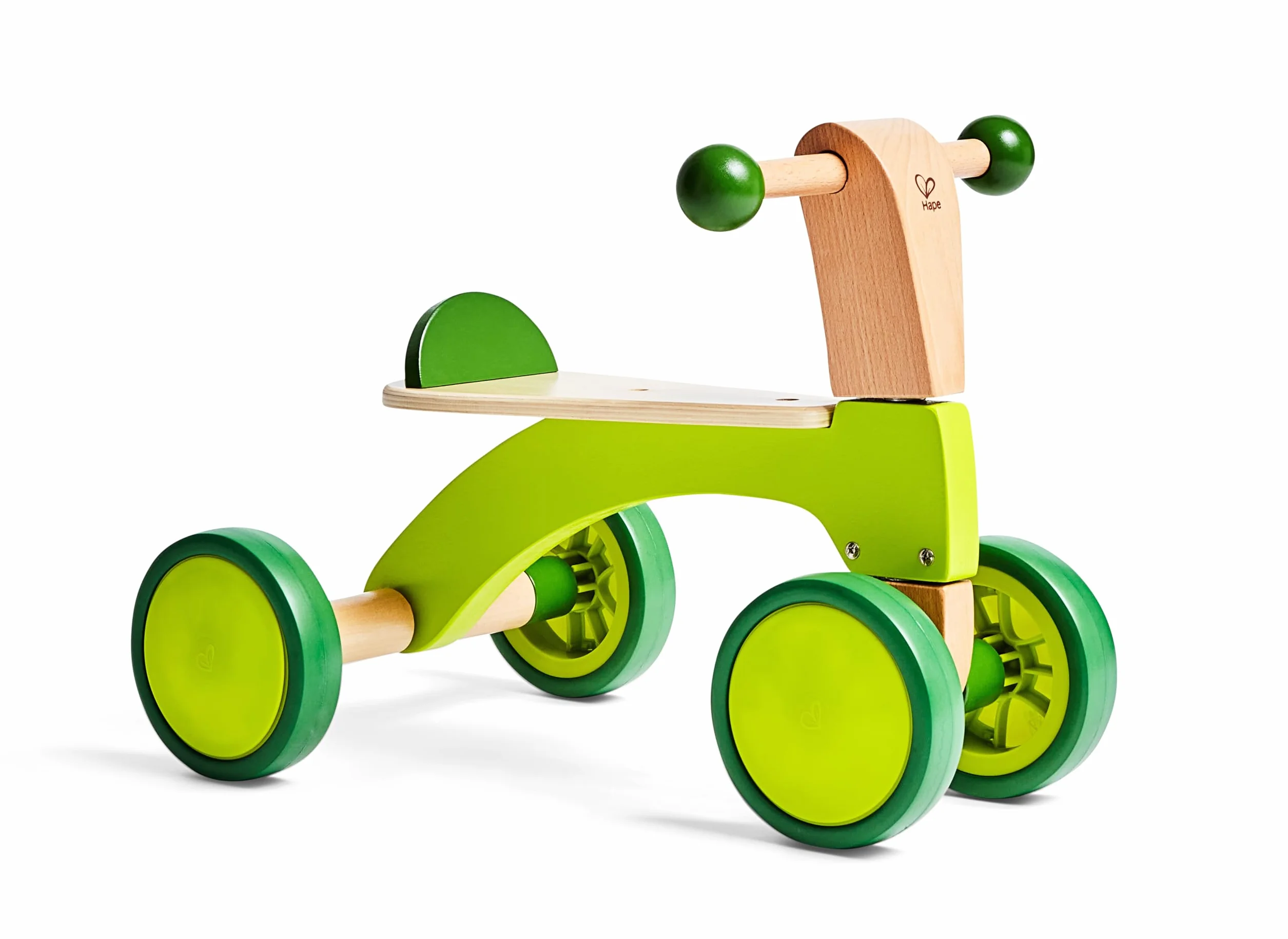 Hape Scoot-Around Balance Bike 4-Wheeled Sustainable Wood Rubber Tyres Bright Green