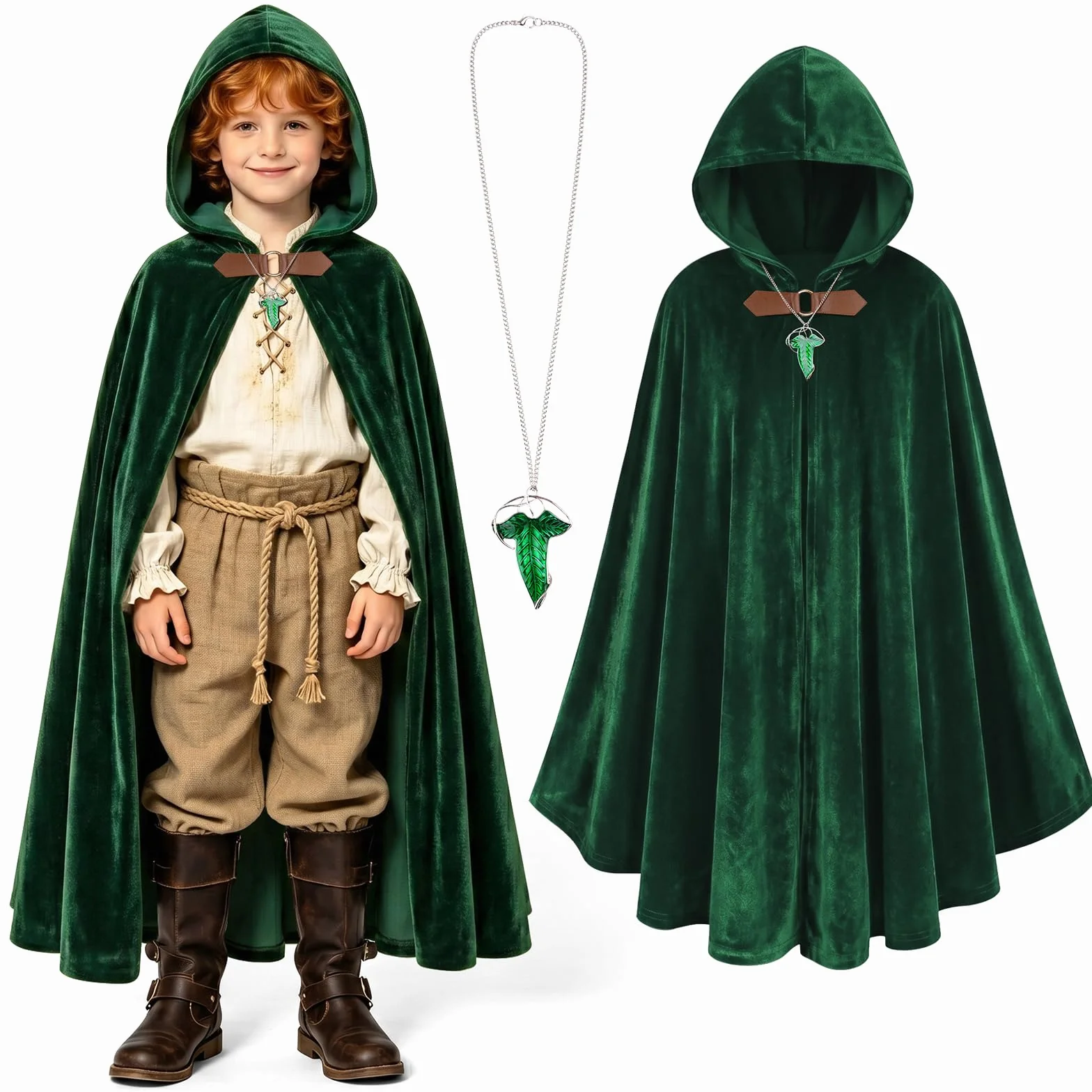 Średniowieczny płaszcz z kapturem, peleryna hobbitowa 100 cm na Halloween Cosplay
