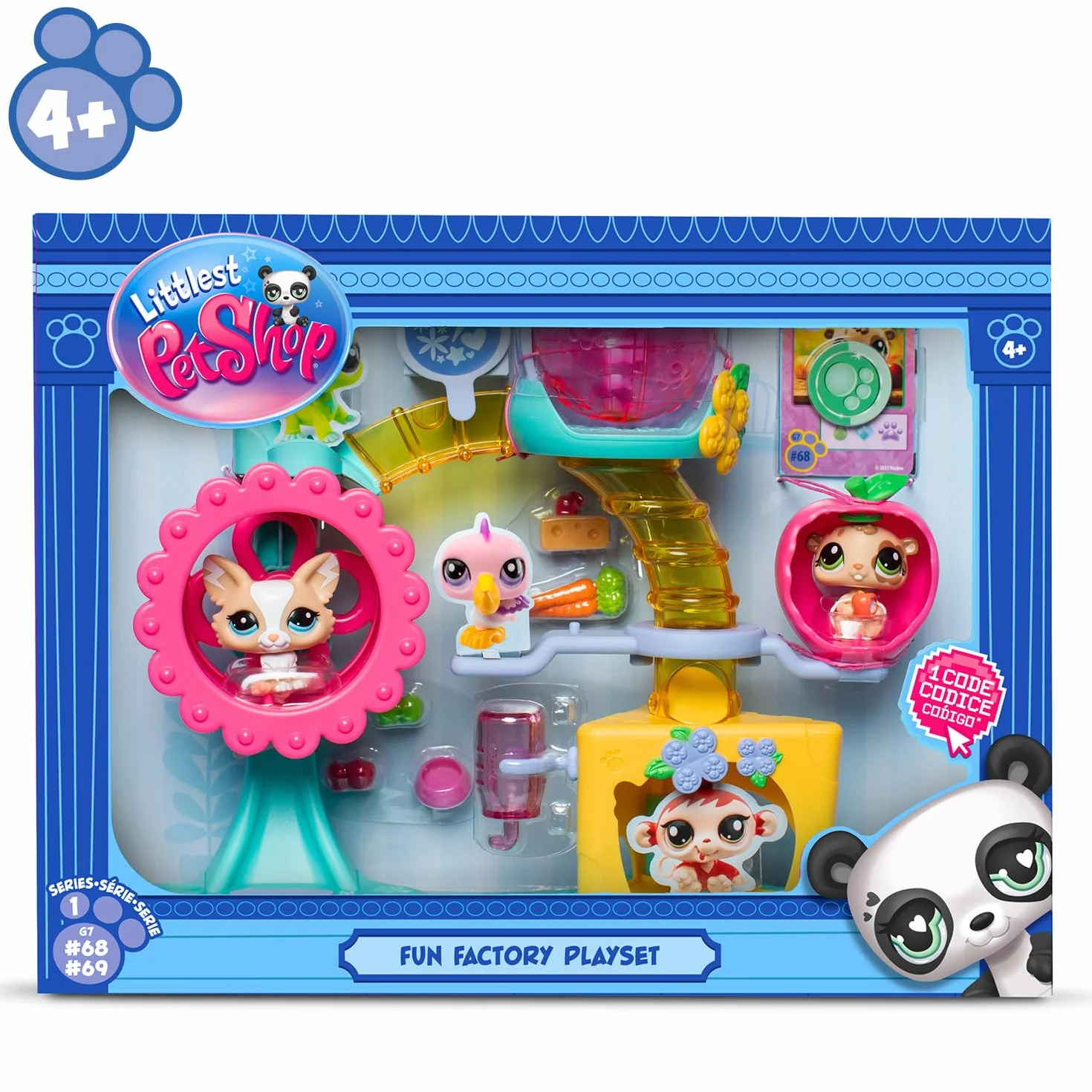 BANDAI Littlest Pet Shop, Czas zabawy Playset, mobilne głowy, Gen 7 (zwierzęta domowe #69 i #68 Ekskluzywne zwierzęta do zabawy), dla dzieci od 4 lat, BF00519 wielokolorowy