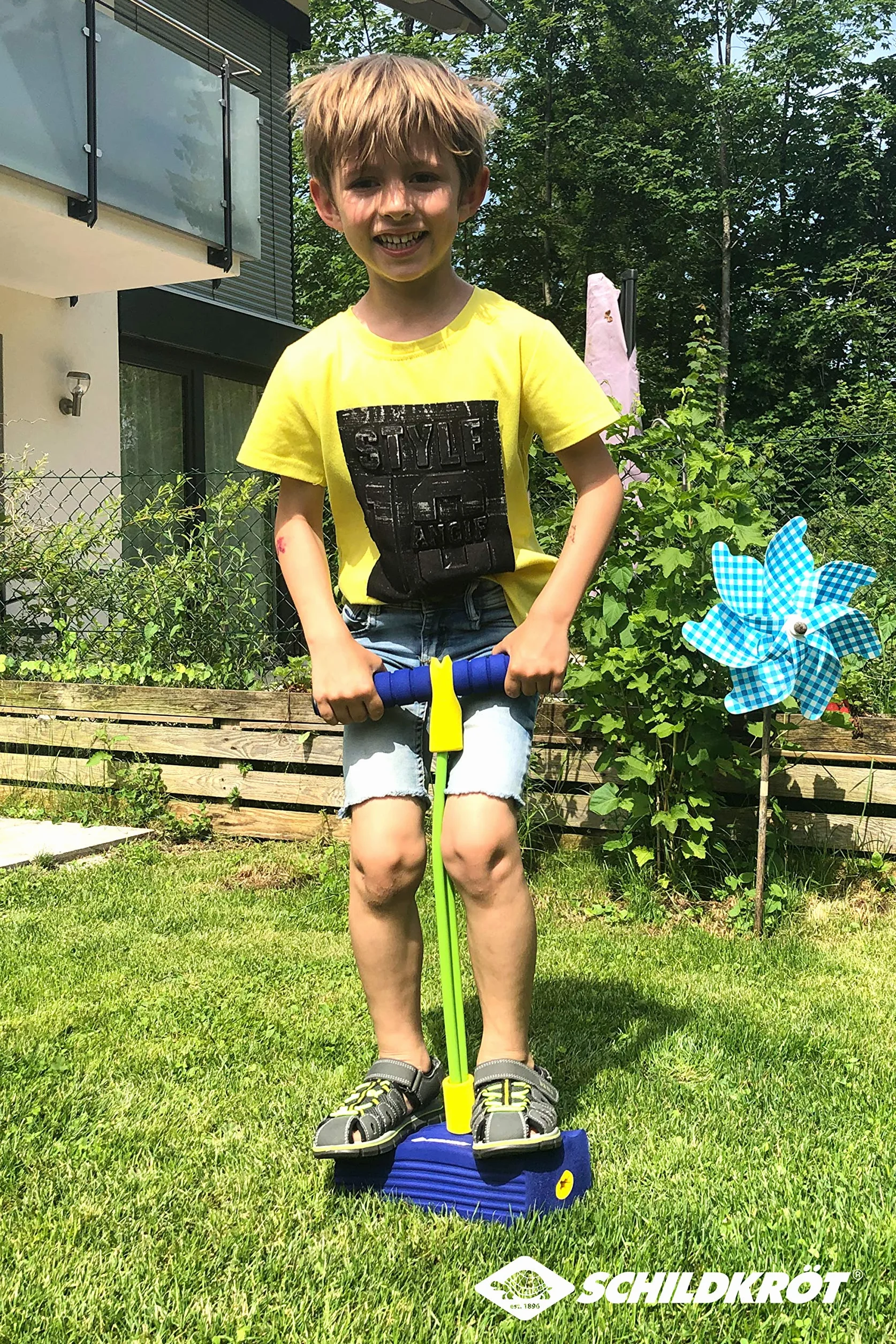 Schildkröt Fun Jumper piszczący Bungee Jumper z pianki z miękkimi uchwytami dla dzieci od 3 lat