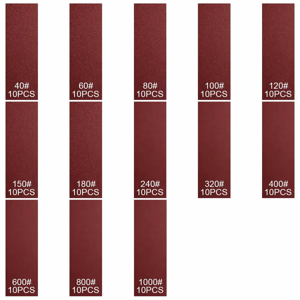 URAQT 131 sztuk papier ścierny, papier ścierny, 40-1000, wodoodporny papier ścierny na sucho i na mokro, odpowiedni do samochodu, kamienia, lakieru, metalu, 9 x 3 cm