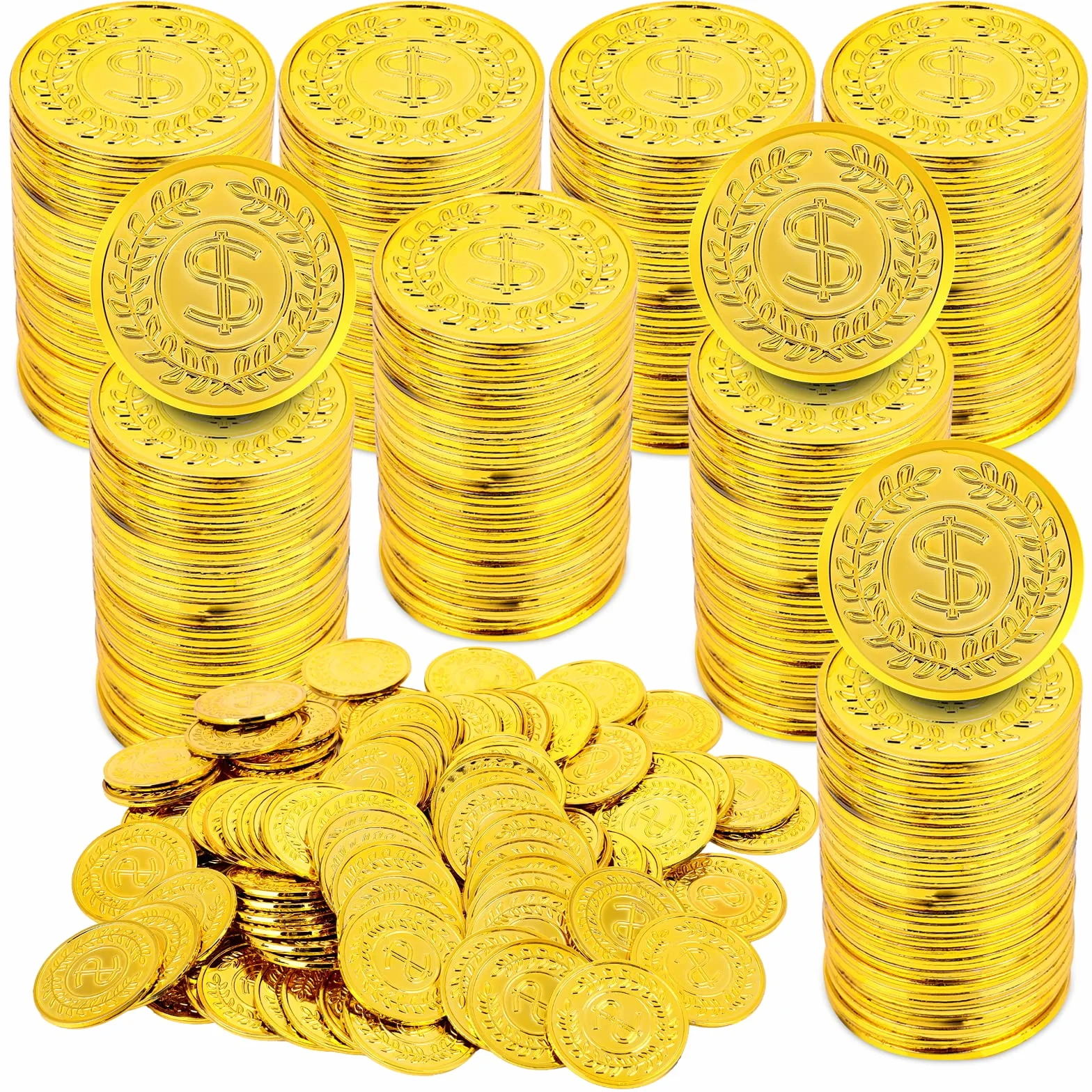 300 szt. plastikowe złoty fałszywe monety pirackie skarb do zabawy gra upominki nauczyciele klasa nagroda