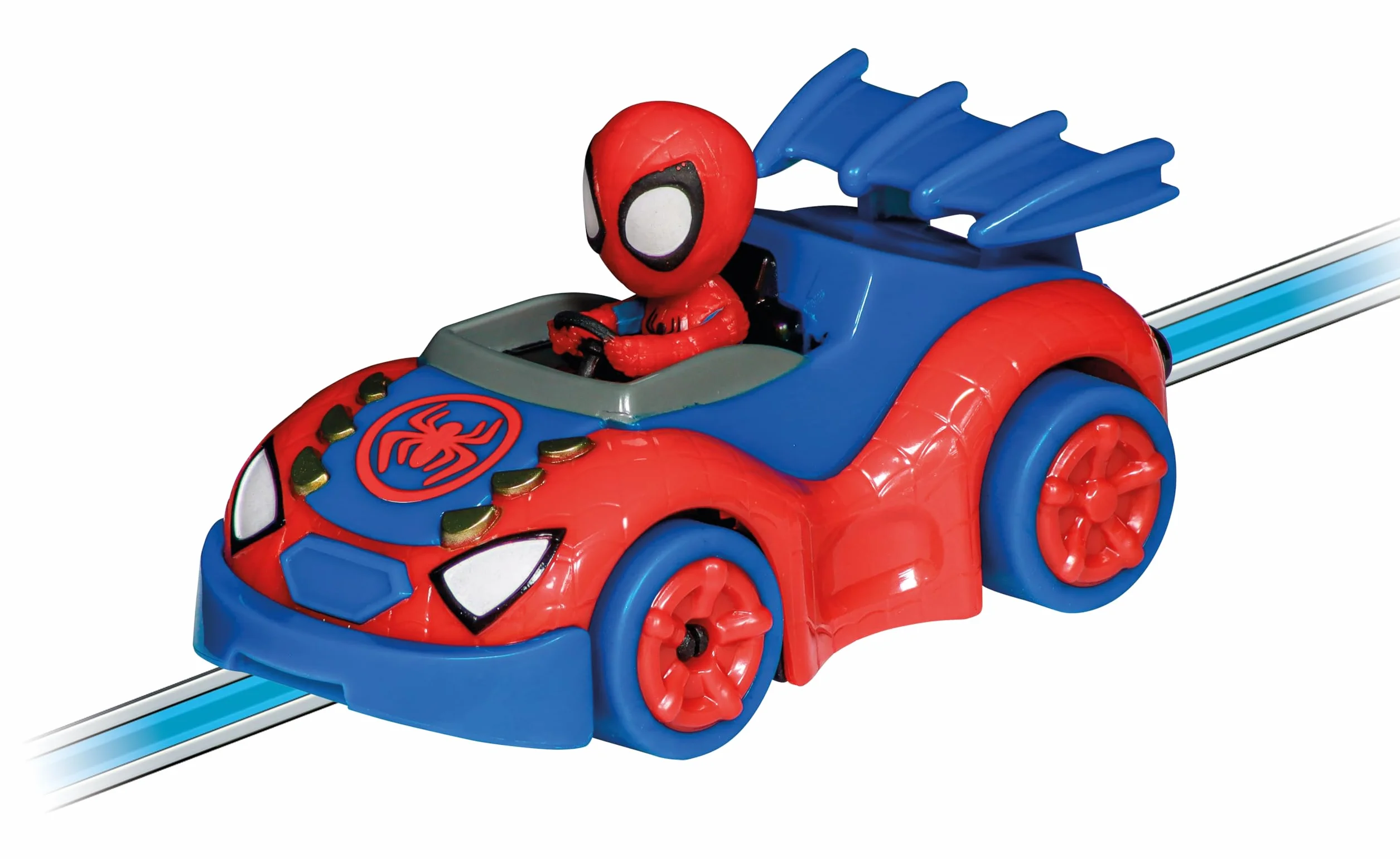 Carrera 20065032 Spidey pojazd w skali 1:50 ekscytujące przygody na torze wyścigowym wierne wzornictwo licencja Marvela w zestawie 1 pojazd gotowy do użycia i wielogodzinnej zabawy