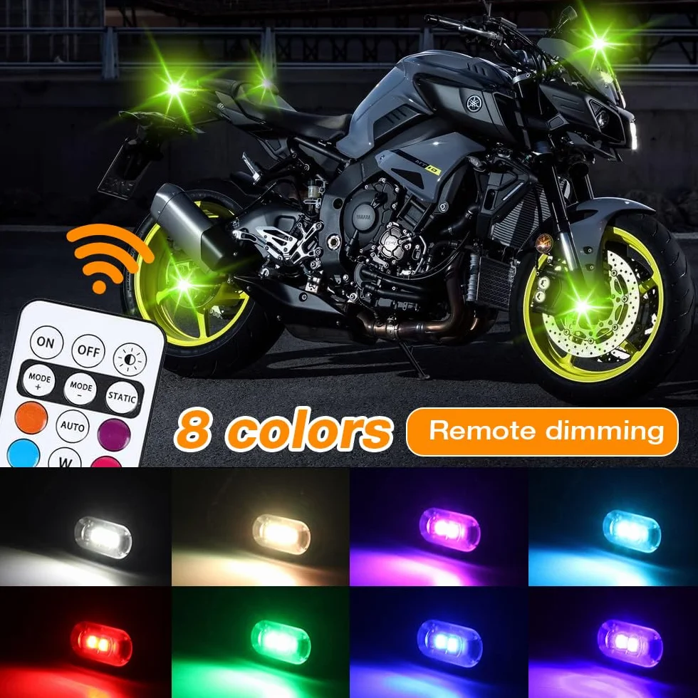 bezprzewodowe światła LED, 8 sztuk, stroboskop, światło do drona, 8 kolorów, lampa błyskowa LED z pilotem zdalnego sterowania, lampa błyskowa LED do samolotu, Flylights, oświetlenie podwozia do