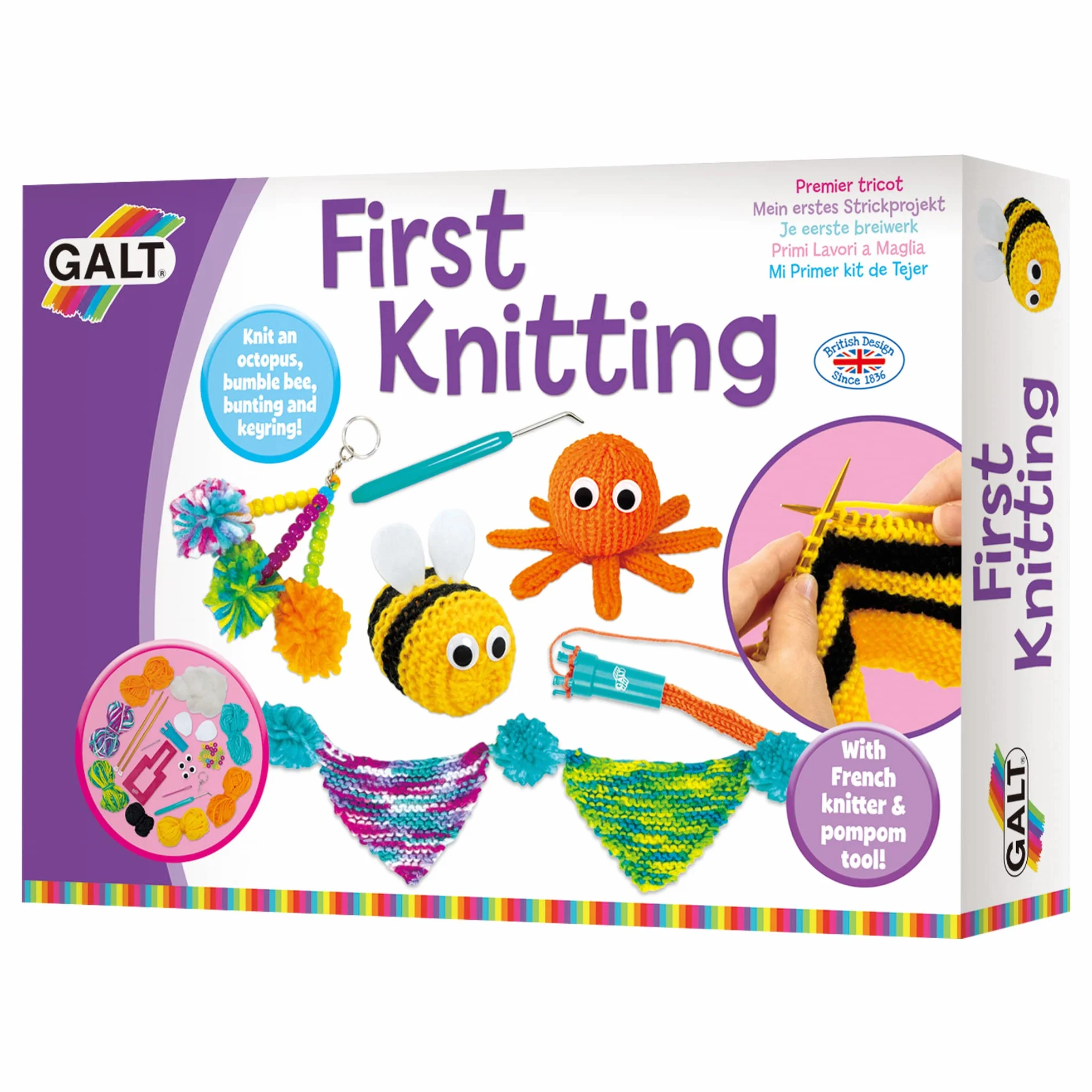 Galt Toys, First Knitting, Kids' Craft Kits, Ages 6 Years Plus