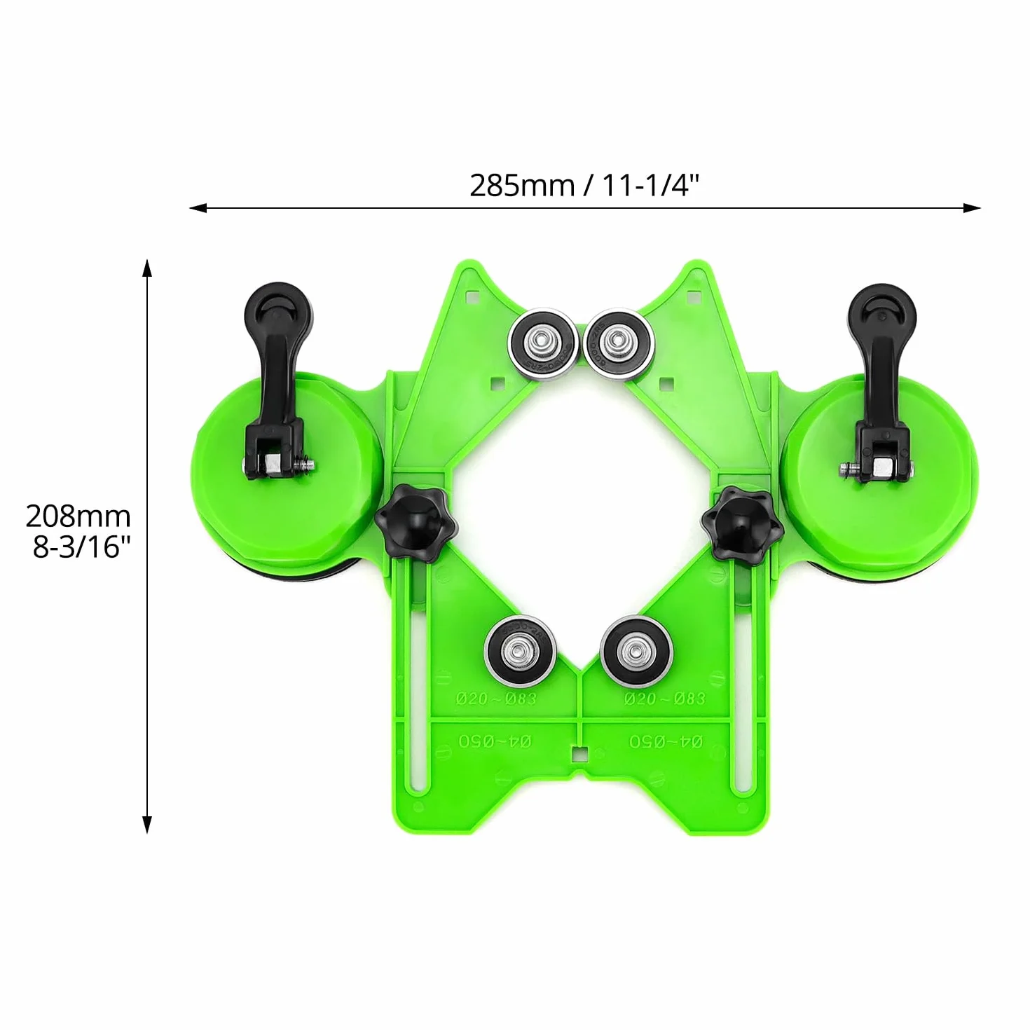 QWORK Lokalizator otworów na wiertła, 4-83 mm regulowany przepychacz z podstawą próżniową, frez do otworów do płytek, diamentowego frezu do szkła, marmuru, płytek