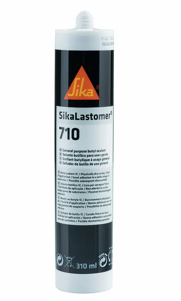 SIKA - Niespływający uszczelniacz butylowy - SikaLastomer-710 - Uszczelnianie tworzyw - Łatwy demontaż - Do przyczepy i kampera - Szary - 310 ml