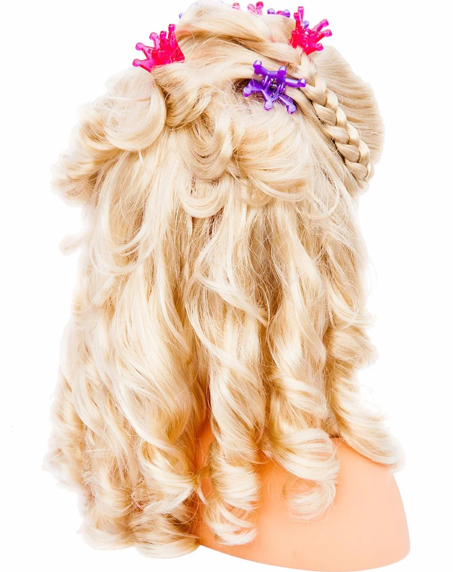Bayer Design 90005AB Głowa do stylizacji dla dzieci, lalka do stylizacji Super Model, z kosmetykami, 27 cm, blond włosy