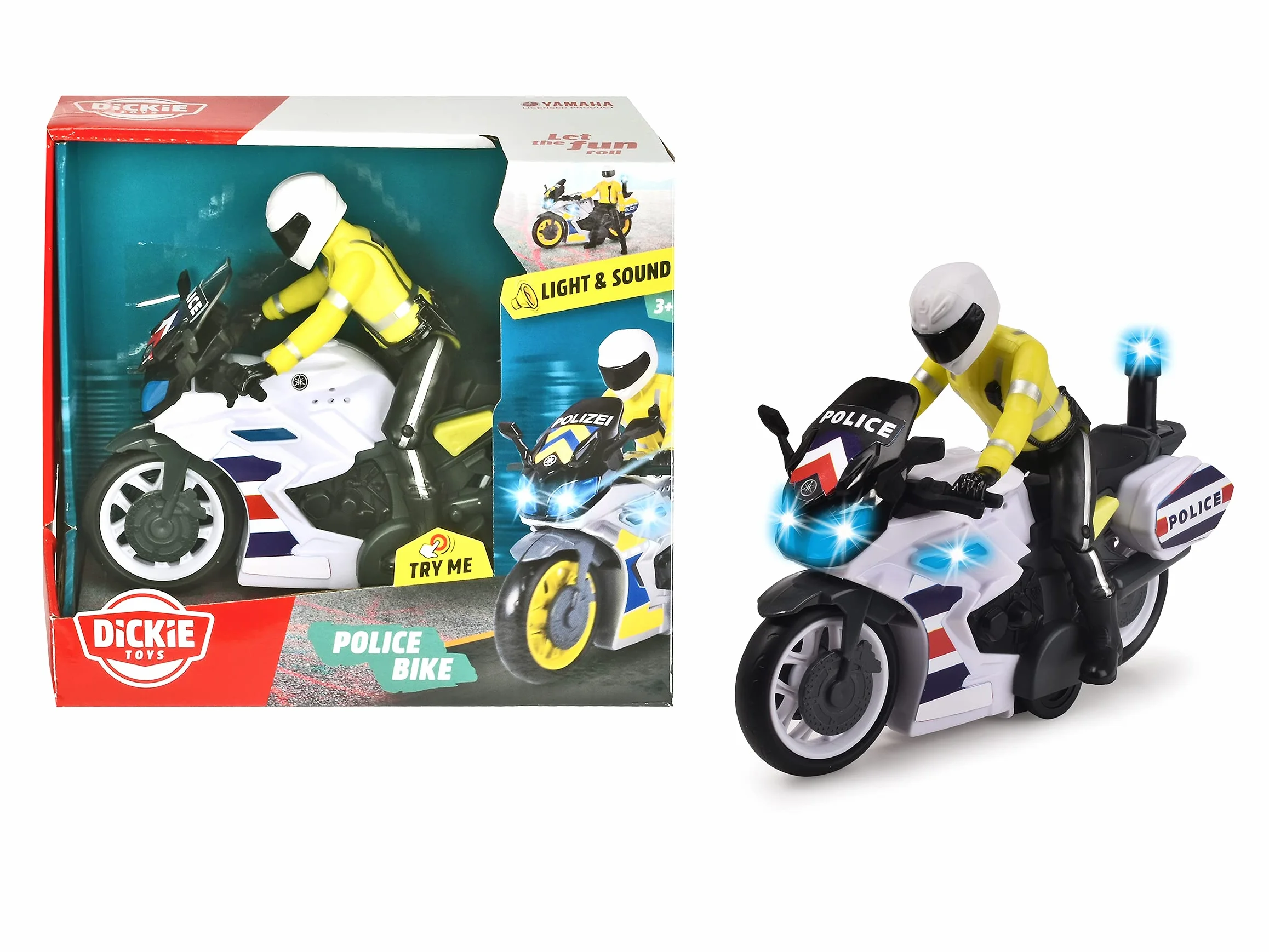 Dickie - Yamaha Police Moto SOS - Dźwięk i światła - W zestawie figurka motocyklisty - Baterie w zestawie - Od 3 lat - 203712018002