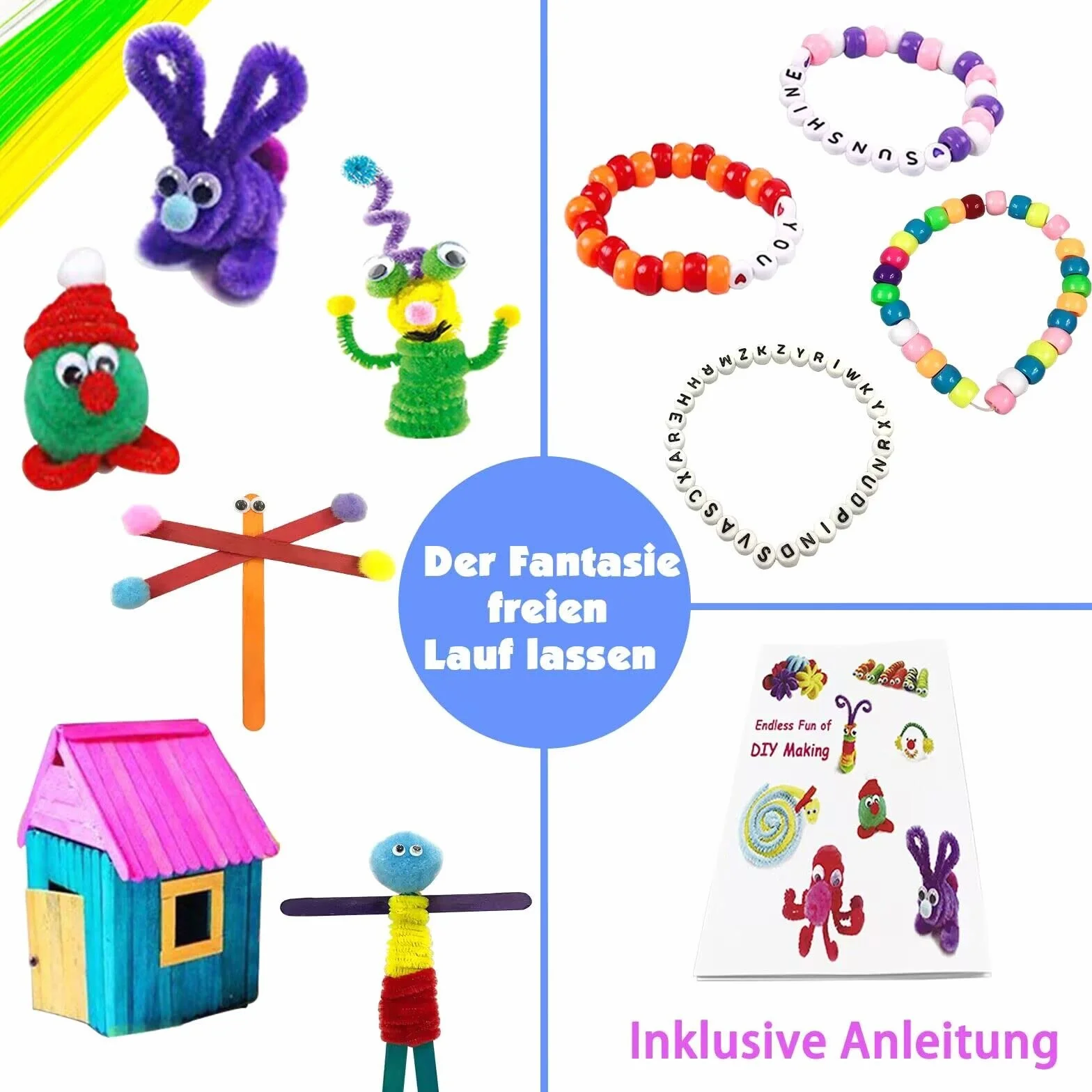 2000 sztuk zestaw do majsterkowania dla dzieci, do rzemiosła artystycznego, do majsterkowania, do czyszczenia, do fajek, pereł, kreatywny scrapbooking, zestaw do majsterkowania, dla dziewcząt i