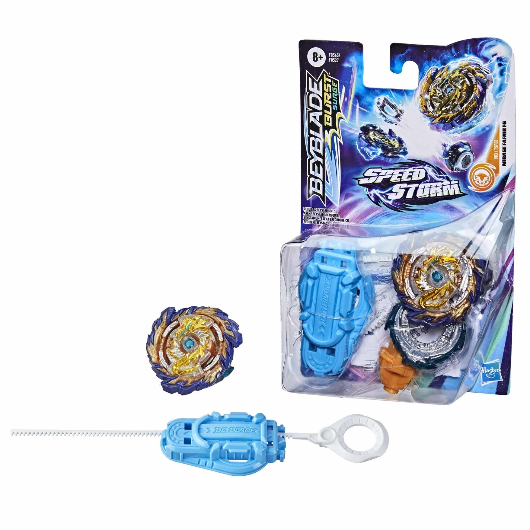 Hasbro Beyblade Burst Surge Speedstorm Mirage Fafnir F6 Spinning Top zestaw startowy – gra typu wytrzymałościowego, dla dzieci w wieku od 8 lat, z wyrzutnią, zabawka dla dzieci