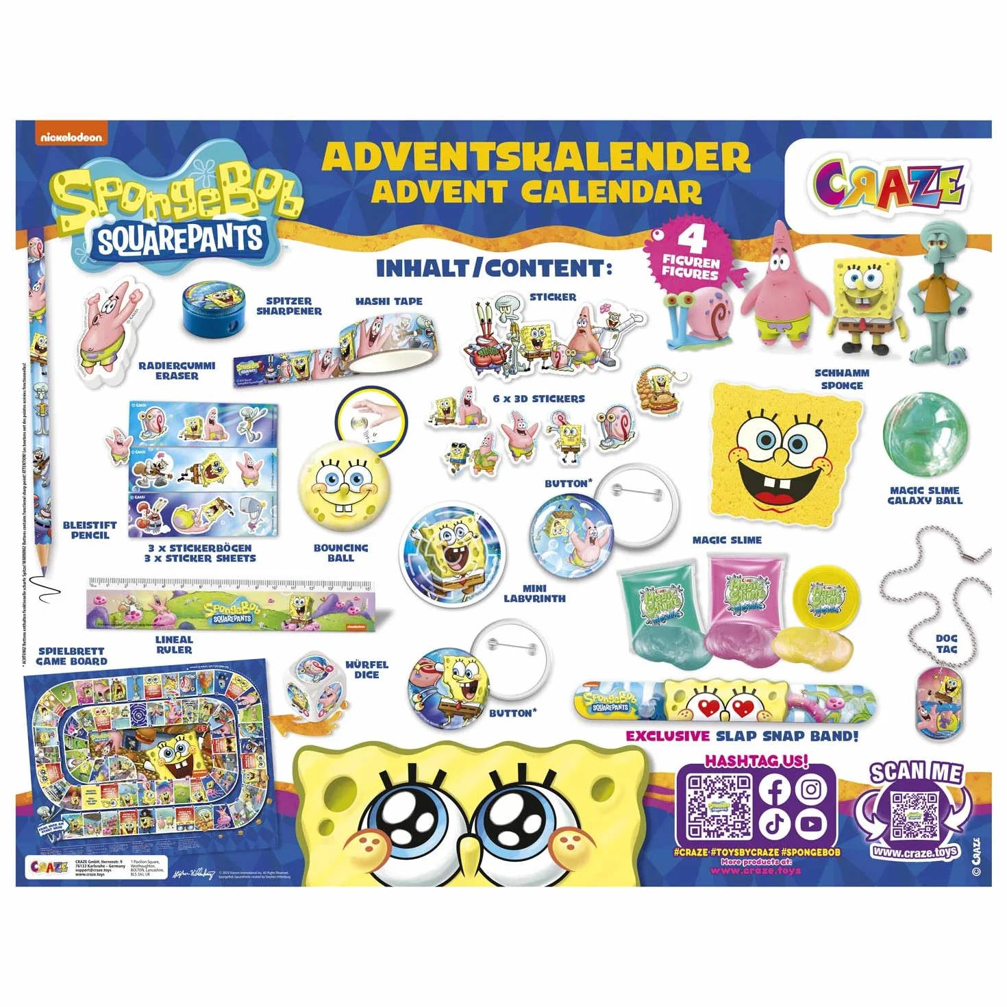 Craze 64078 ADK-Spongebob, wielokolorowy