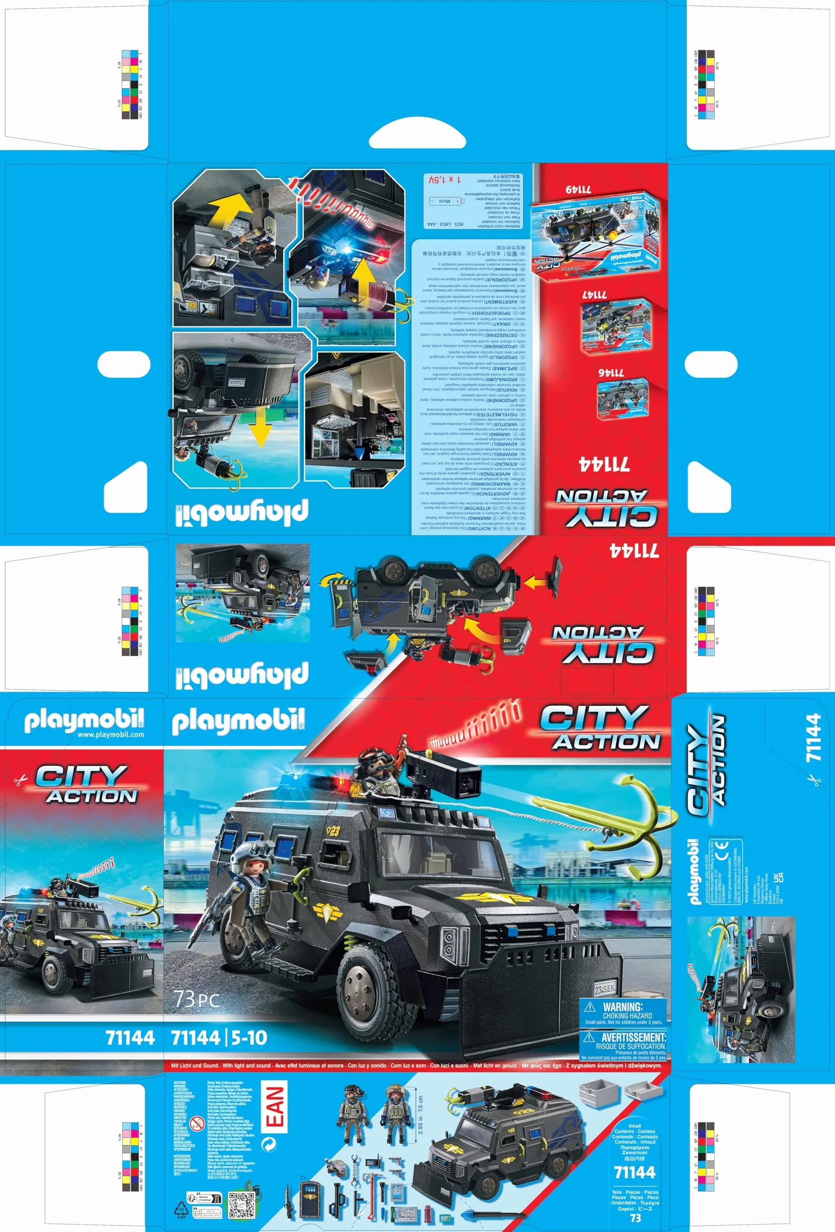 PLAYMOBIL 71144 City Action Pojazd terenowy jednostki specjalnej, nowoczesny pojazd terenowy do akcji specjalnych ze światłem i dźwiękiem, od 5 lat
