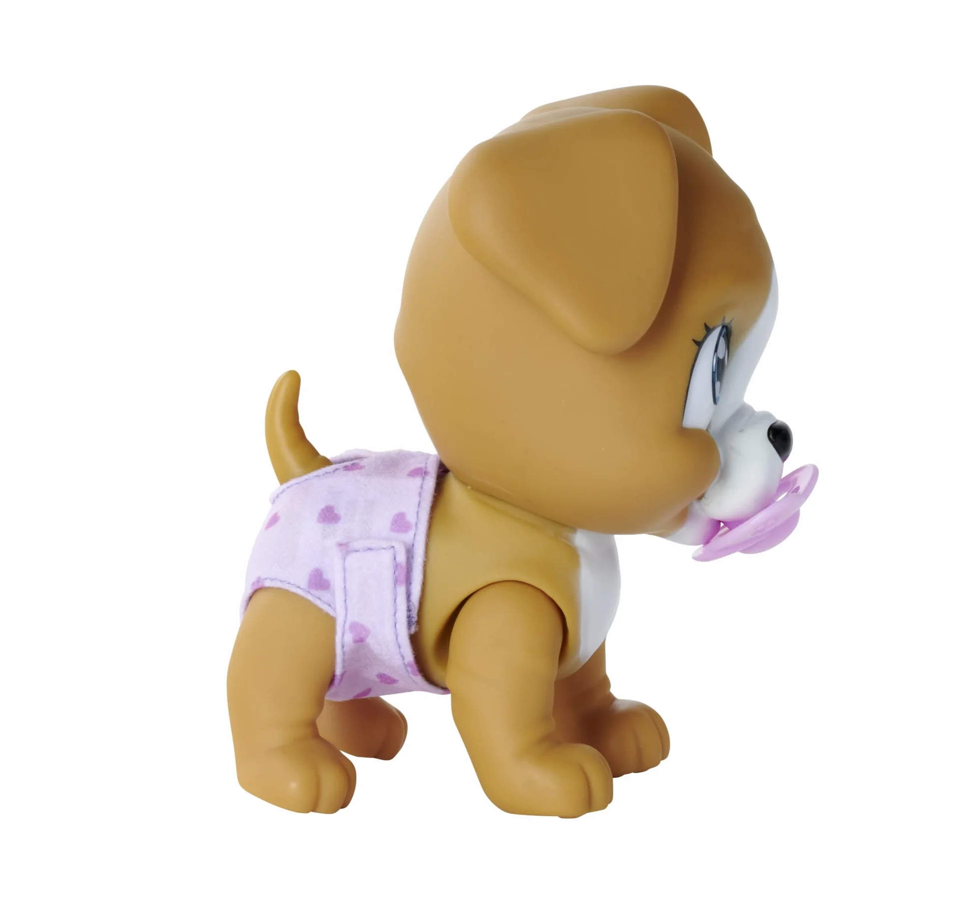 Simba 105953050 Pamper Petz Piesek z funkcją picia i siusiania 15 cm, szczeniaczek z akcesoriami - niespodziankami, magiczna łapka zdradza płeć pupila, zwierzak dla dzieci od 3 lat