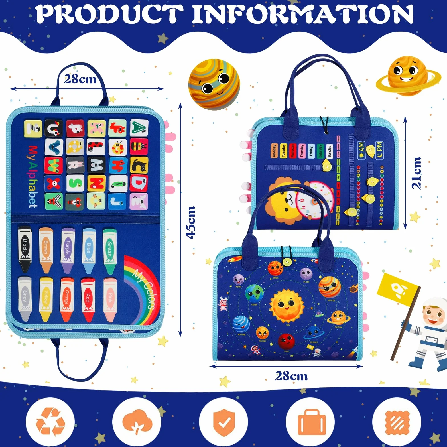 Busy Board para Niños,Juguete Educativo Montessori 9en1,Tablero Sensorial de 5 Capas en Fieltro Suave,Aprendizaje de Habilidades de Vida y Motricidad Fina,Juguete Portátil para Viajes,Regalo 1-5 Años