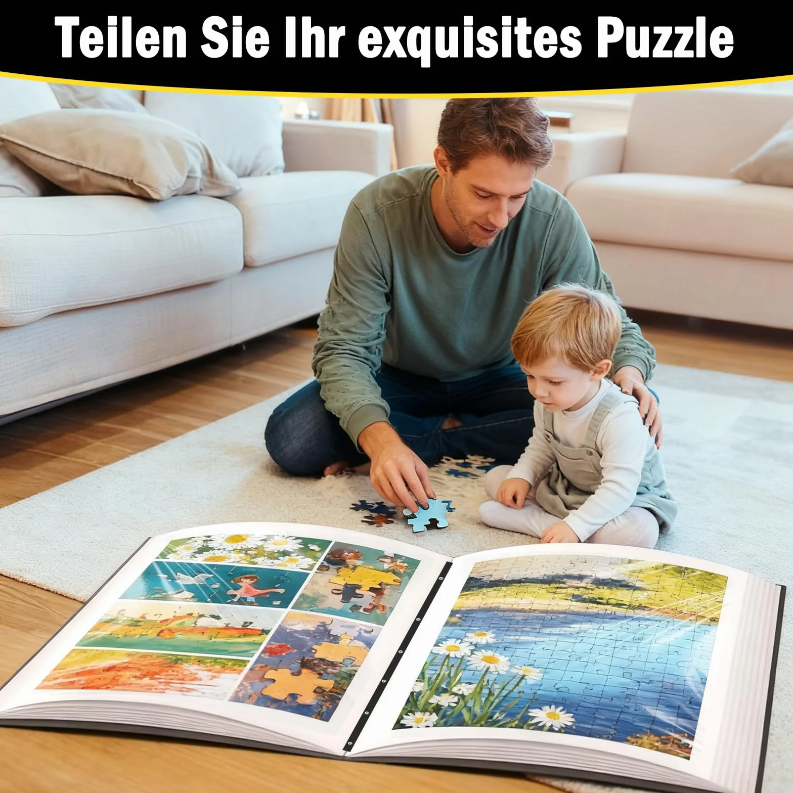 Faburo Puzzle do przechowywania puzzli, 1000, przechowywanie puzzli, do 40 prac, pyłoszczelne i ochronne akcesoria do puzzli, na Boże Narodzenie, urodziny