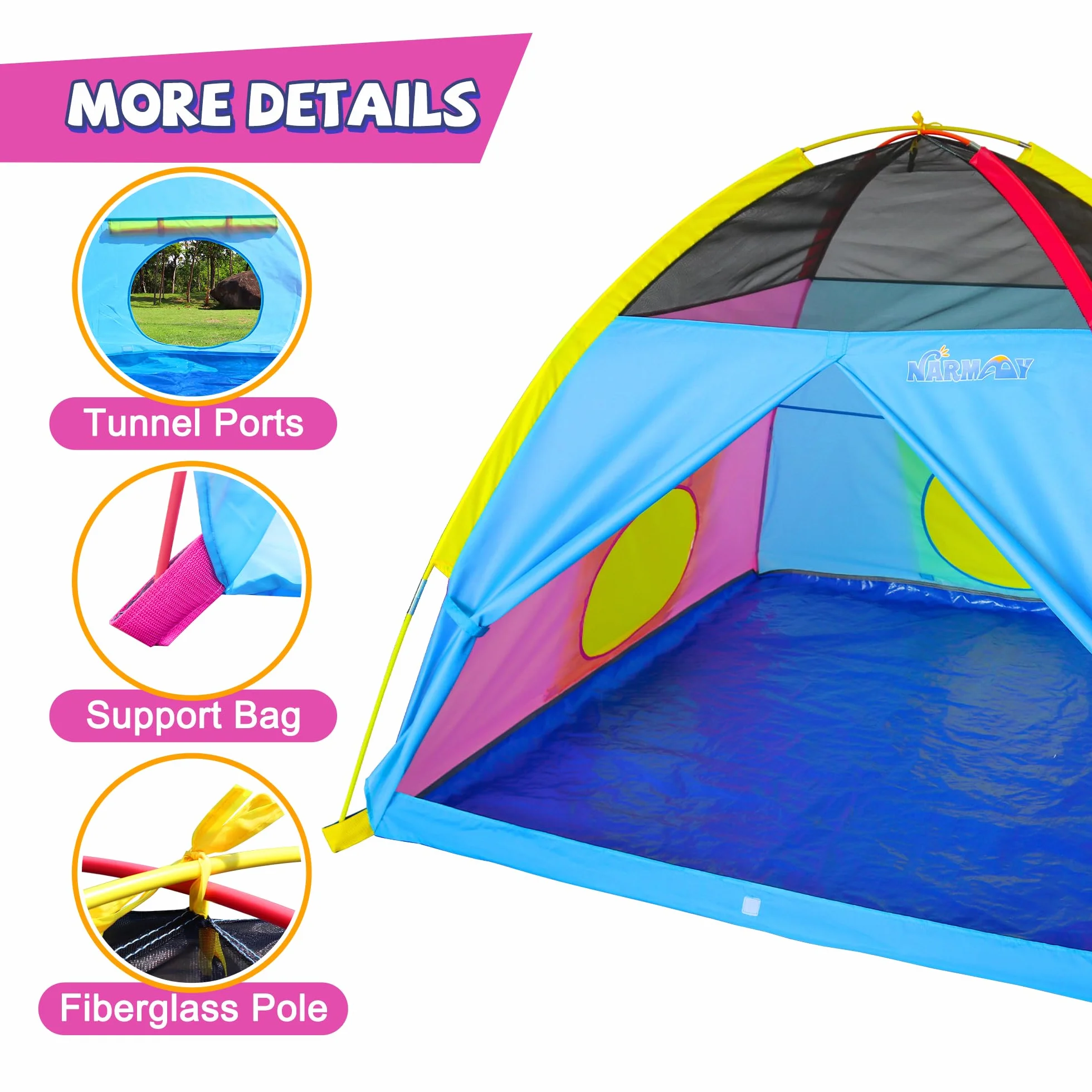 NARMAY® Namiot do zabawy Easy Joy namiot kopułowy dla dzieci do wewnątrz/na zewnątrz - 152 x 152 x 111 cm