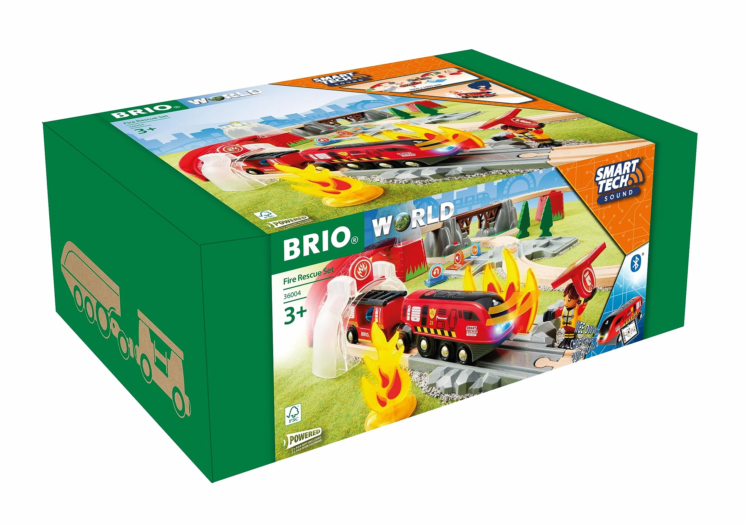 BRIO World – 36004 Smart Tech Sound Feuerwehreinsatz-Rettungsset | 41-teiliges Feuerwehrset mit batteriebetriebener Spielzeuglok für Kinder ab 3 Jahren