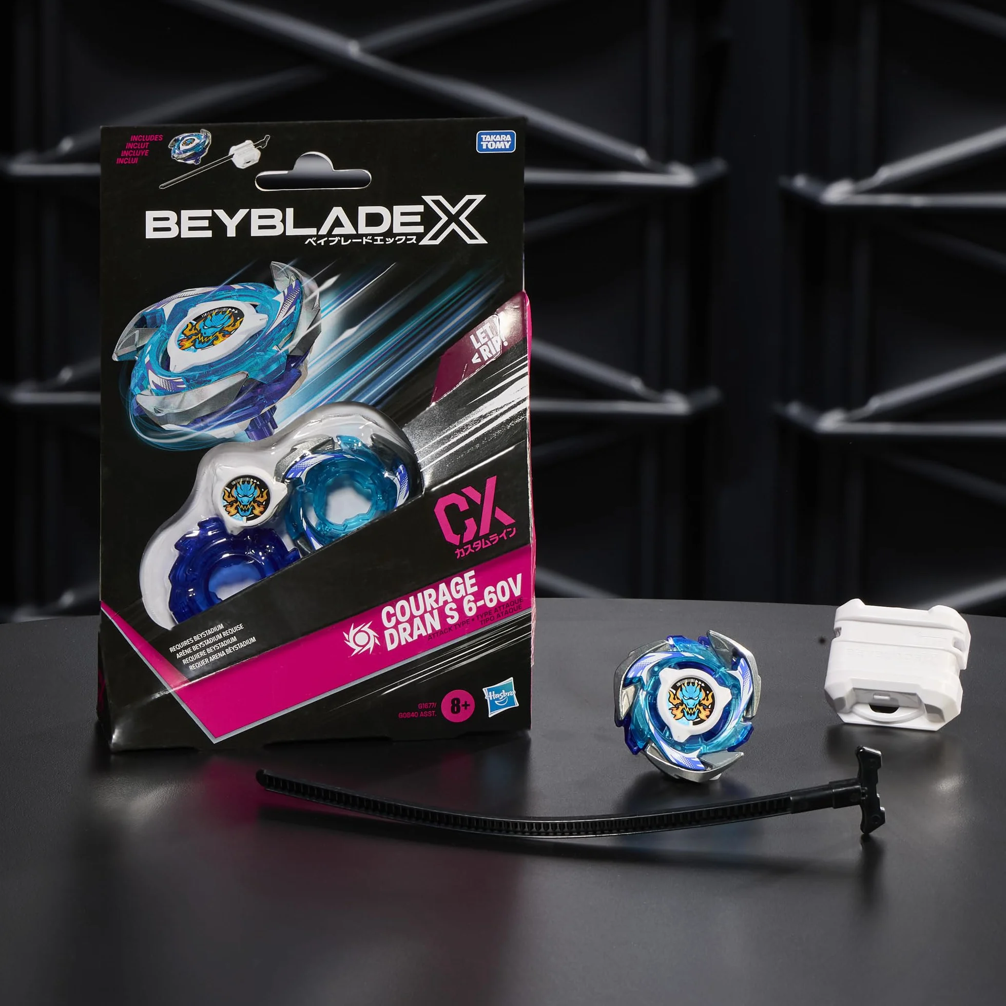 Pakiet startowy Beyblade X Courage Dran S 6-60V CX z bączkiem i wyrzutnią
