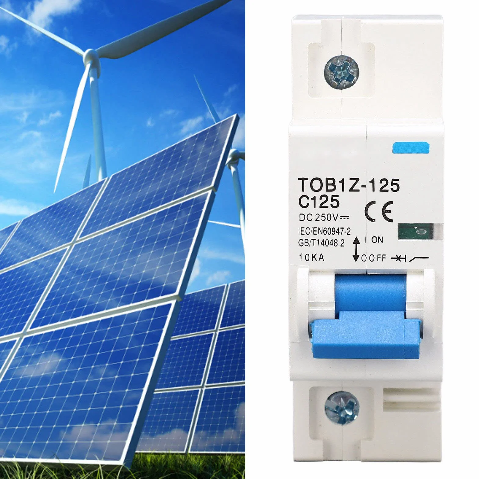 Wyłącznik, 125A TOB1Z 125 10KA Przełączanie Pojemność 250V DC Sekcja 1P dla systemu fotowoltaicznego