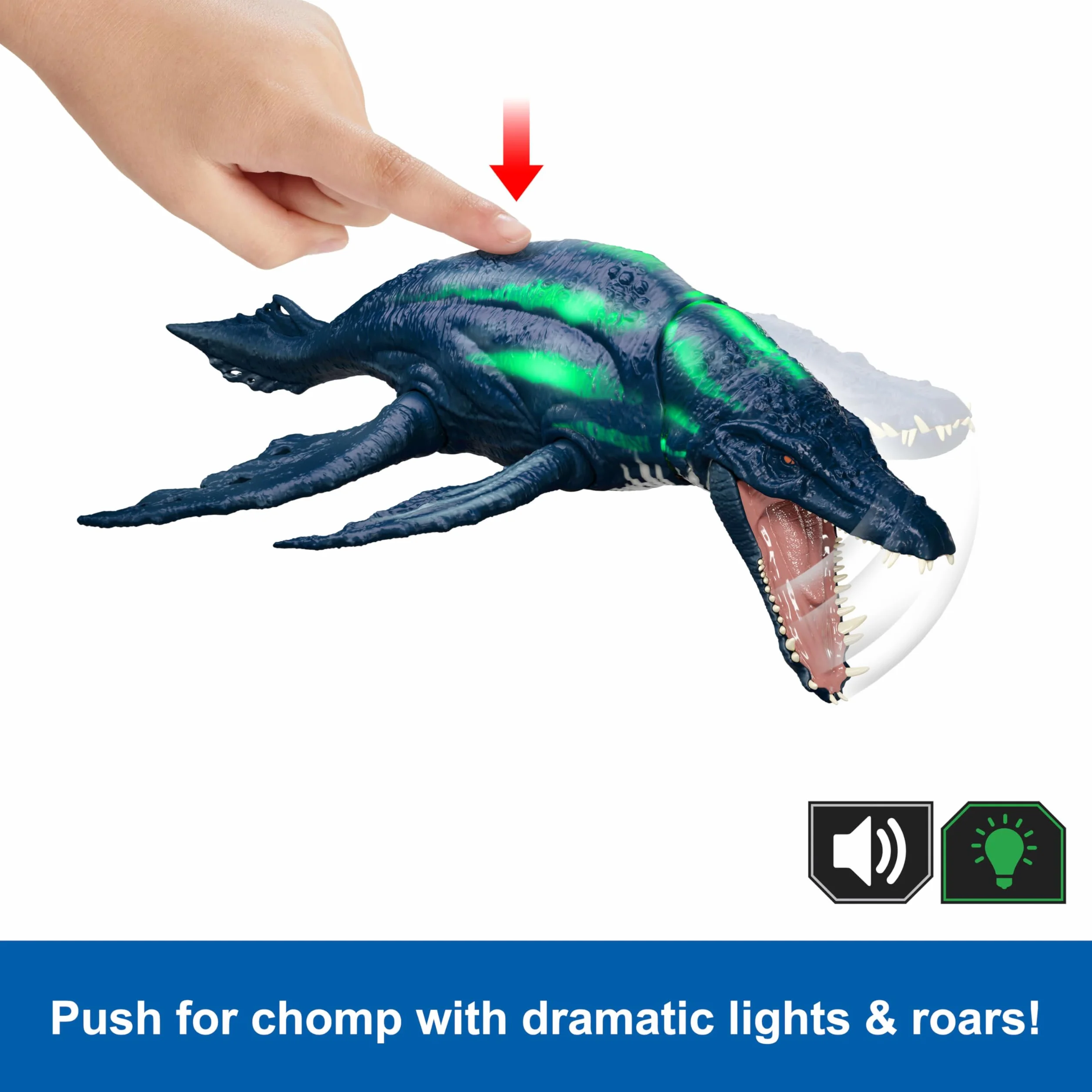 Mattel Jurassic World Brachauchenius Ryczący dinozaur Figurka, wielokierunkowy atak, dźwięk, zabawka interaktywna dla dzieci 4+, JKL79